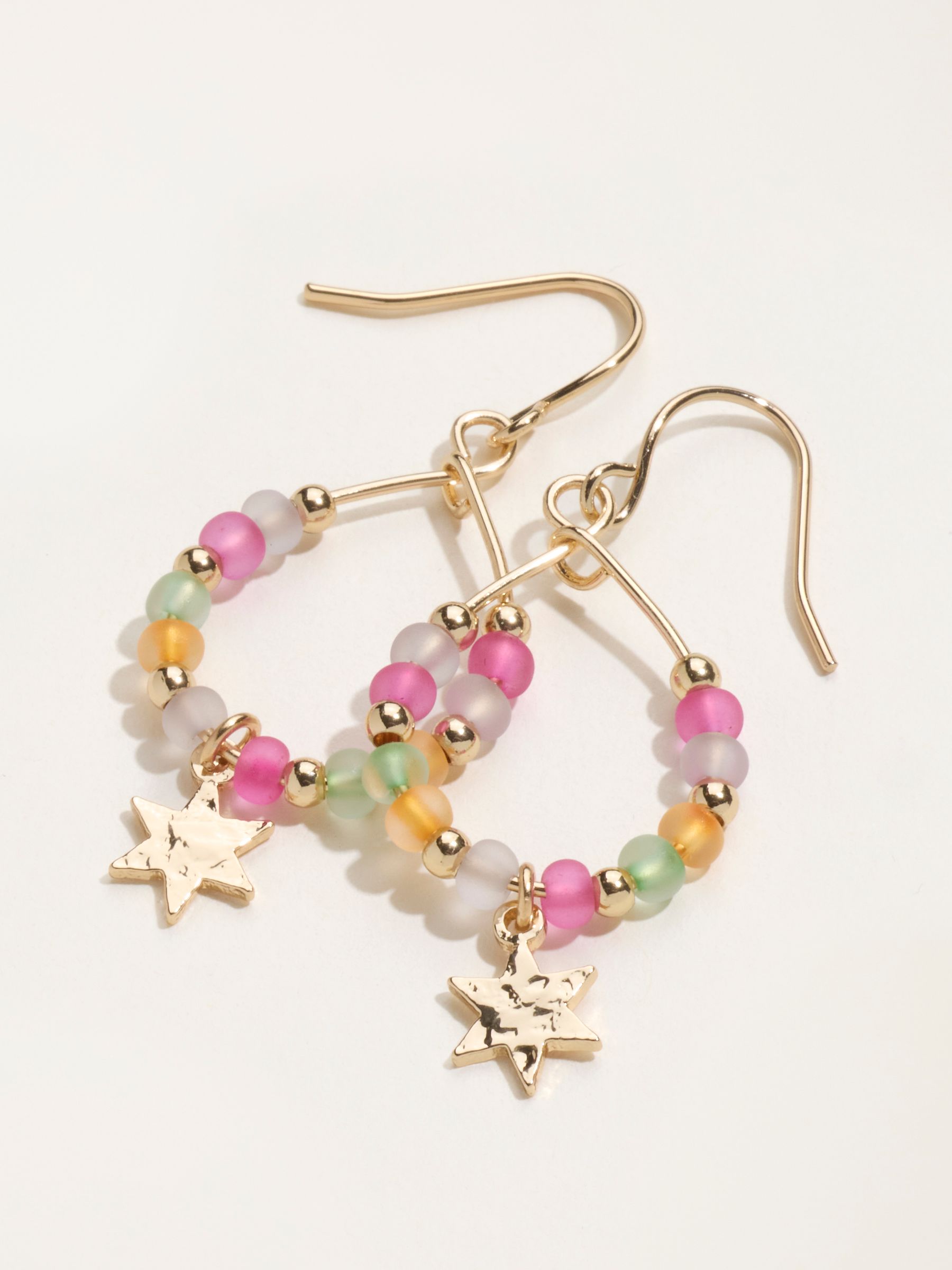 Star Beaded Hoops Earrings in Gold Tone - Image 2 of 2