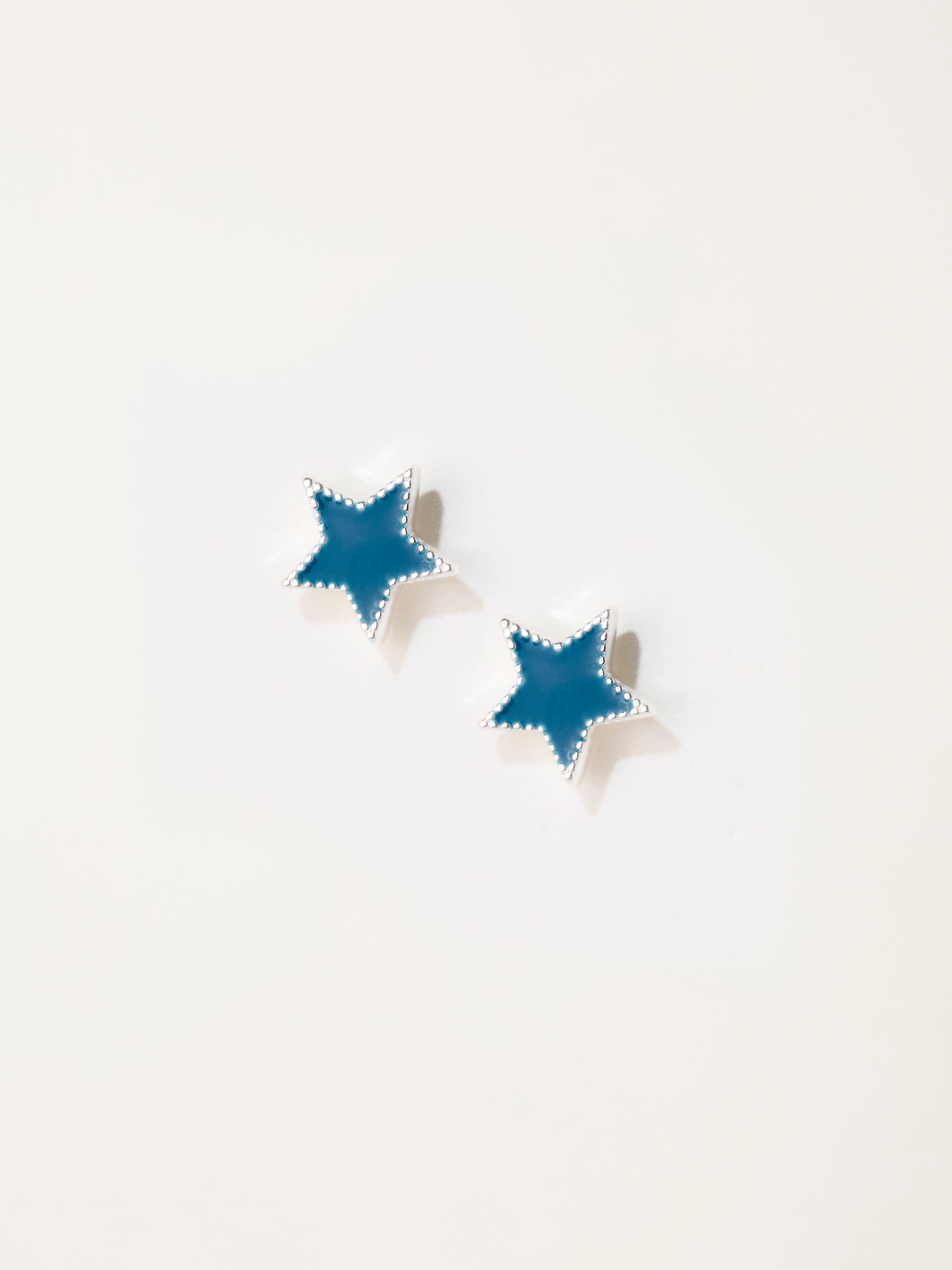 Enamel Star stud Earrings in Teal Blue - Image 1 of 2