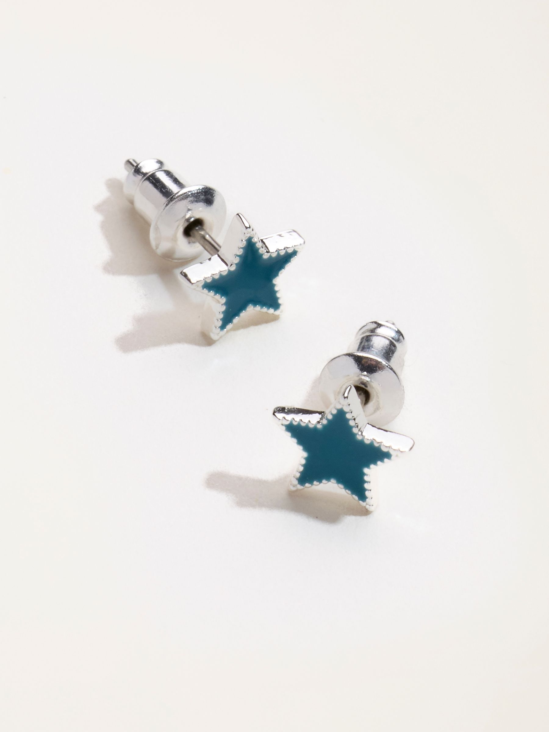 Enamel Star stud Earrings in Teal Blue - Image 2 of 2