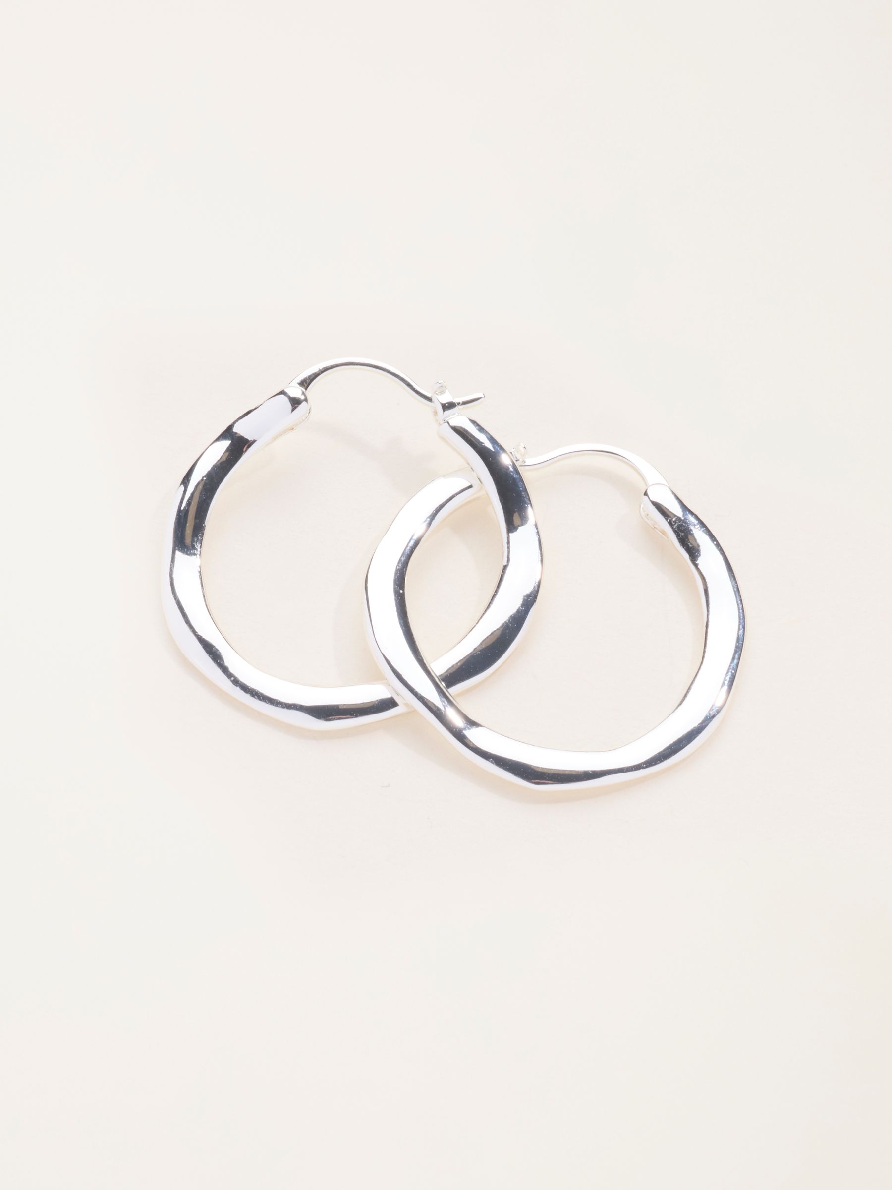 Silver Tone Hammered Hoop Earrings - Image 3 of 3