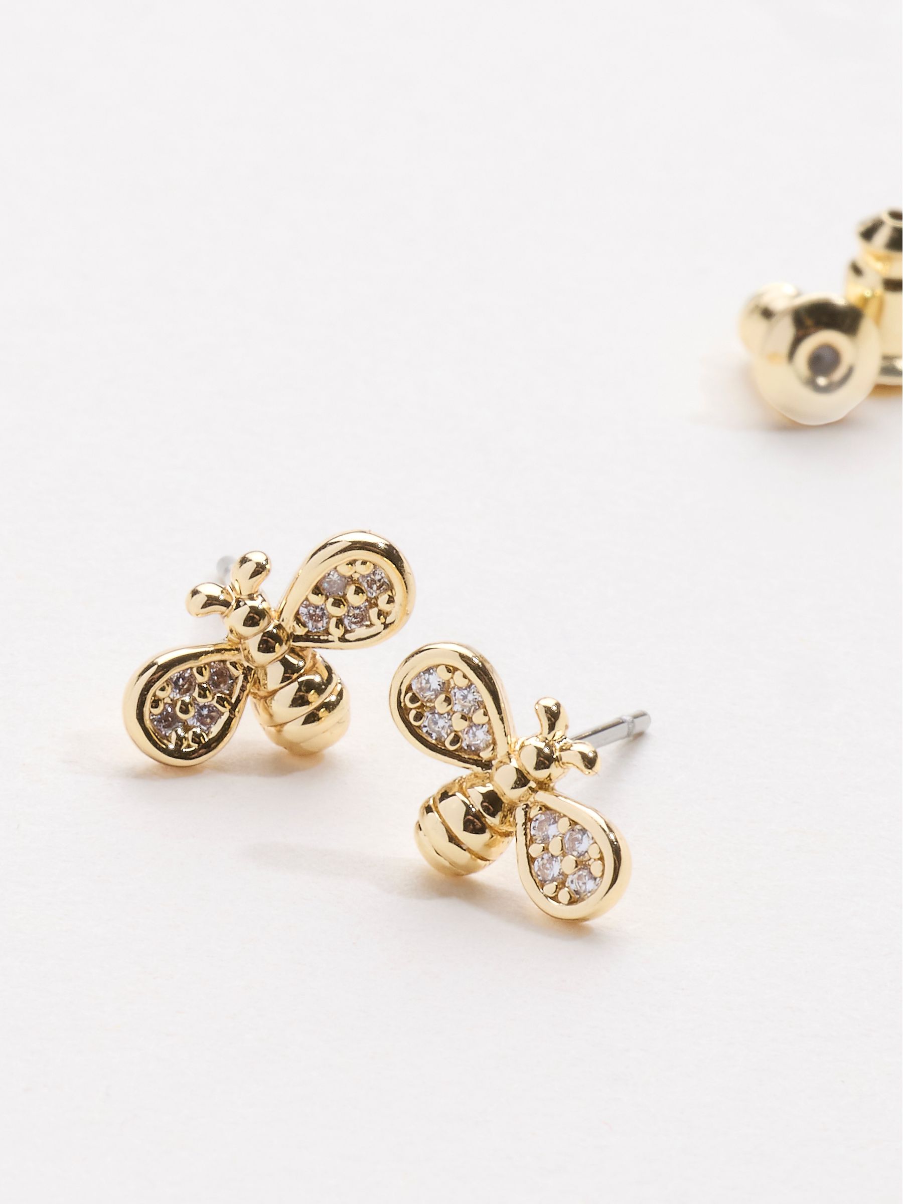Gold Tone Bee Stud Earrings - Image 3 of 3 Gold Tone Bee Stud Earrings - Image 3 of 3