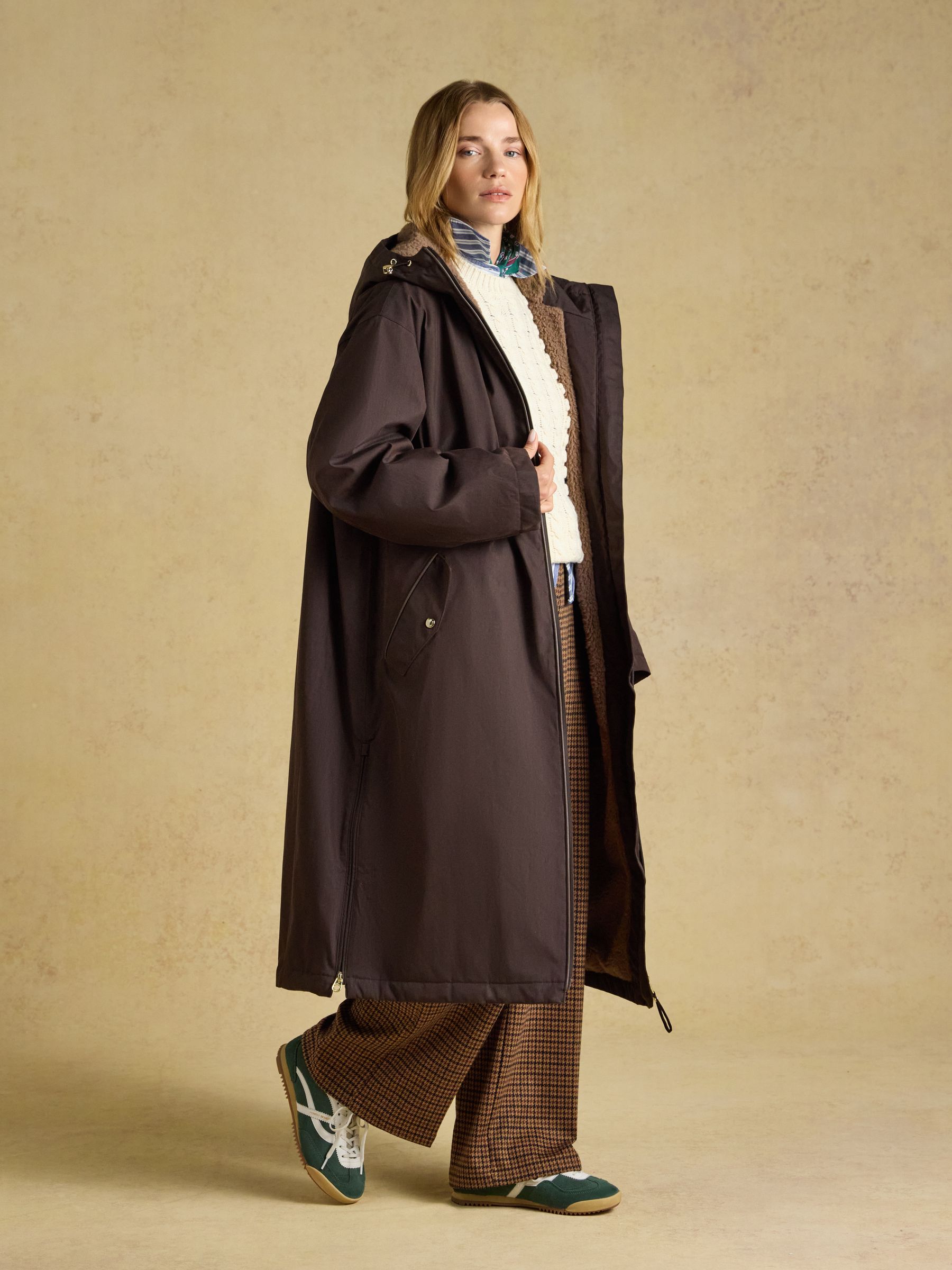 Coverall Chocolate Brown Oversized Fleece Lined Waterproof Coat - Image 11 of 14