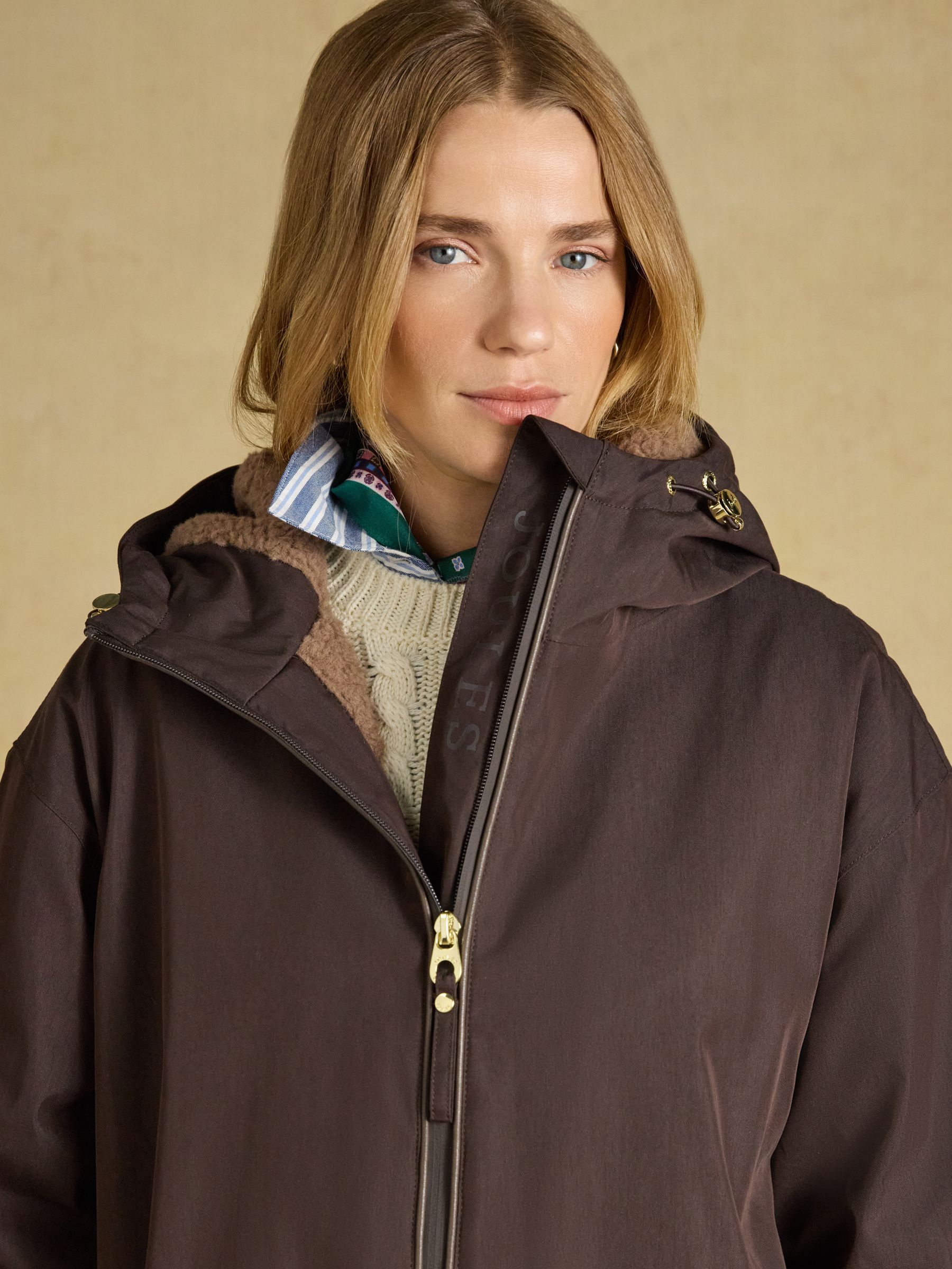 Coverall Chocolate Brown Oversized Fleece Lined Waterproof Coat - Image 13 of 14