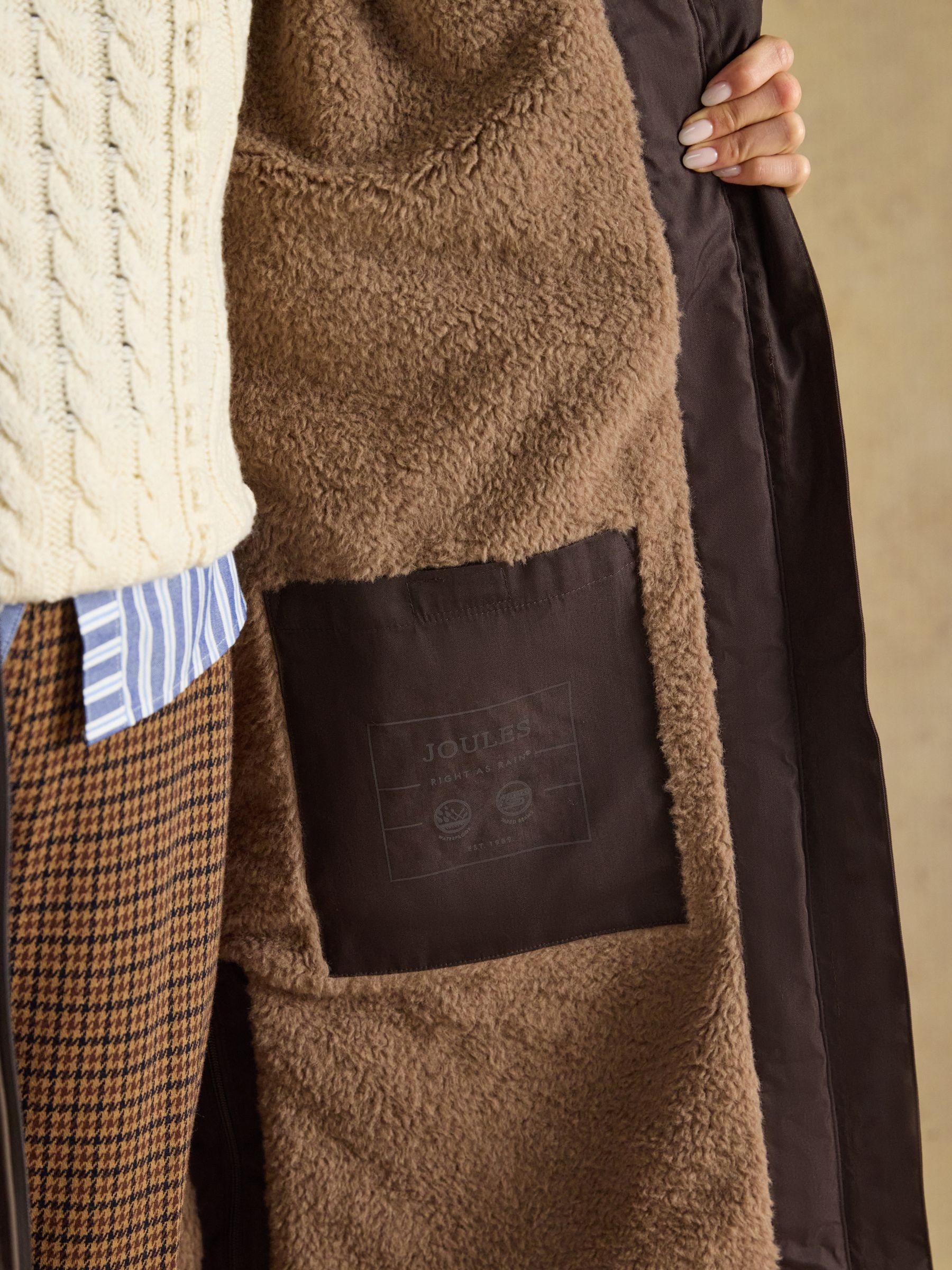 Coverall Chocolate Brown Oversized Fleece Lined Waterproof Coat - Image 14 of 14