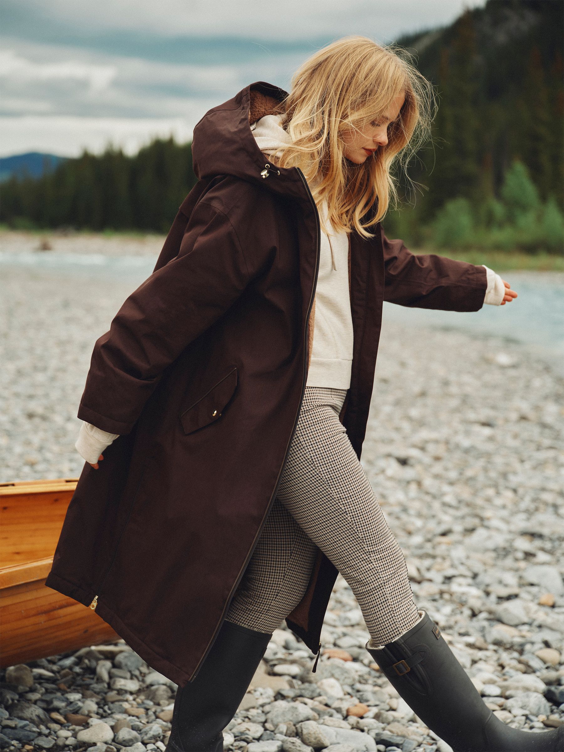 Coverall Chocolate Brown Oversized Fleece Lined Waterproof Coat - Image 2 of 14 Coverall Chocolate Brown Oversized Fleece Lined Waterproof Coat - Image 2 of 14