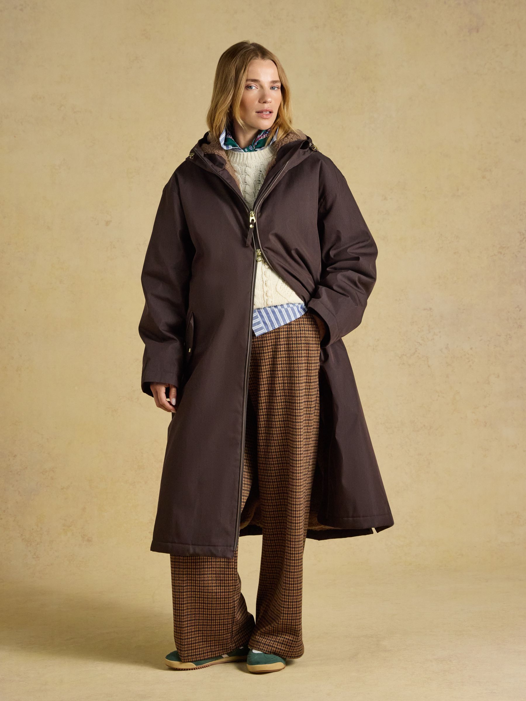 Coverall Chocolate Brown Oversized Fleece Lined Waterproof Coat - Image 4 of 14