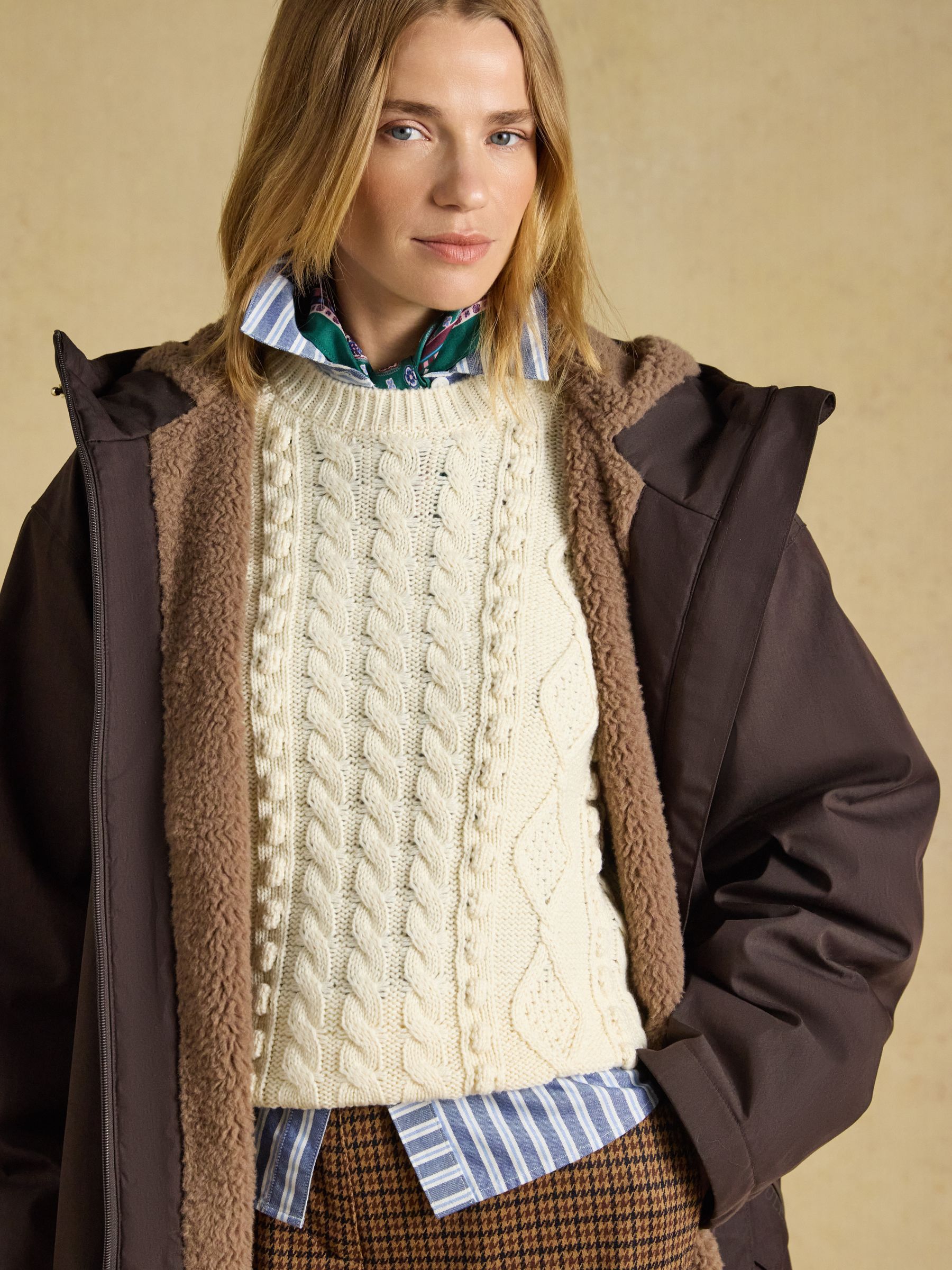 Coverall Chocolate Brown Oversized Fleece Lined Waterproof Coat - Image 7 of 14