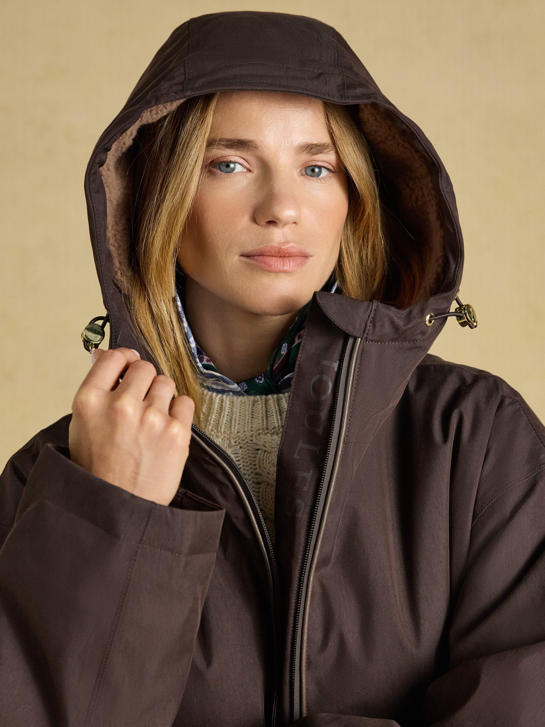 Coverall Chocolate Brown Oversized Fleece Lined Waterproof Coat - Image 9 of 14
