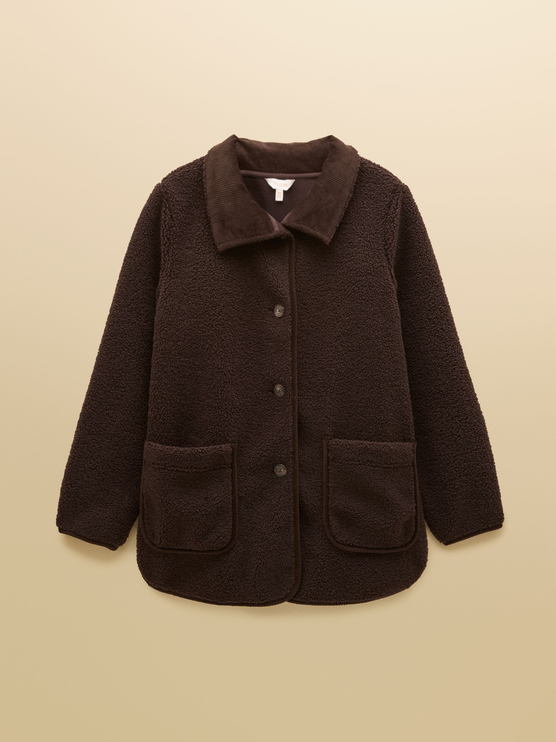Sadie Chocolate Brown Longline Button Through Fleece Jacket - Image 9 of 9