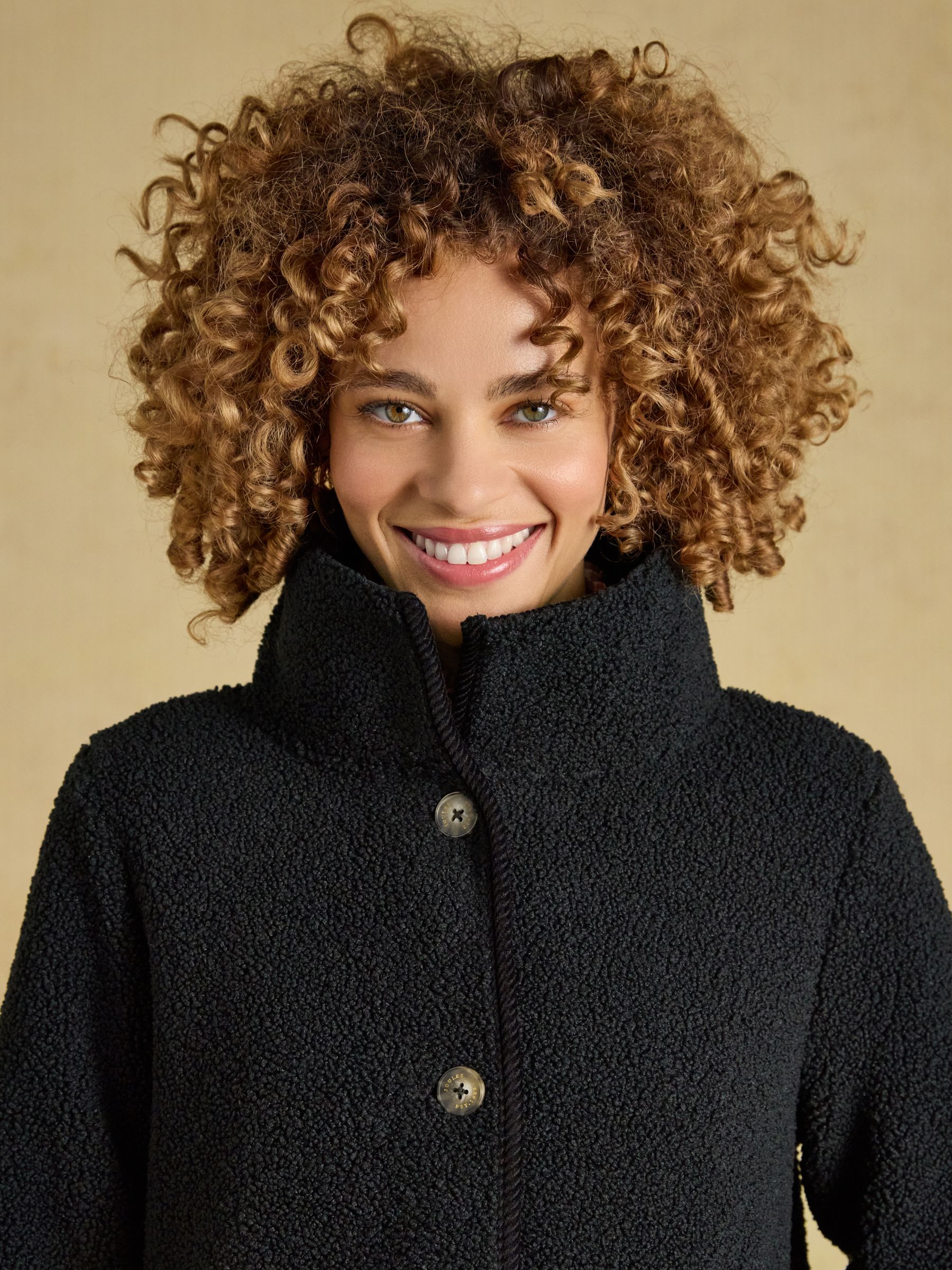 Sadie Black Longline Button Through Fleece Jacket - Image 8 of 9