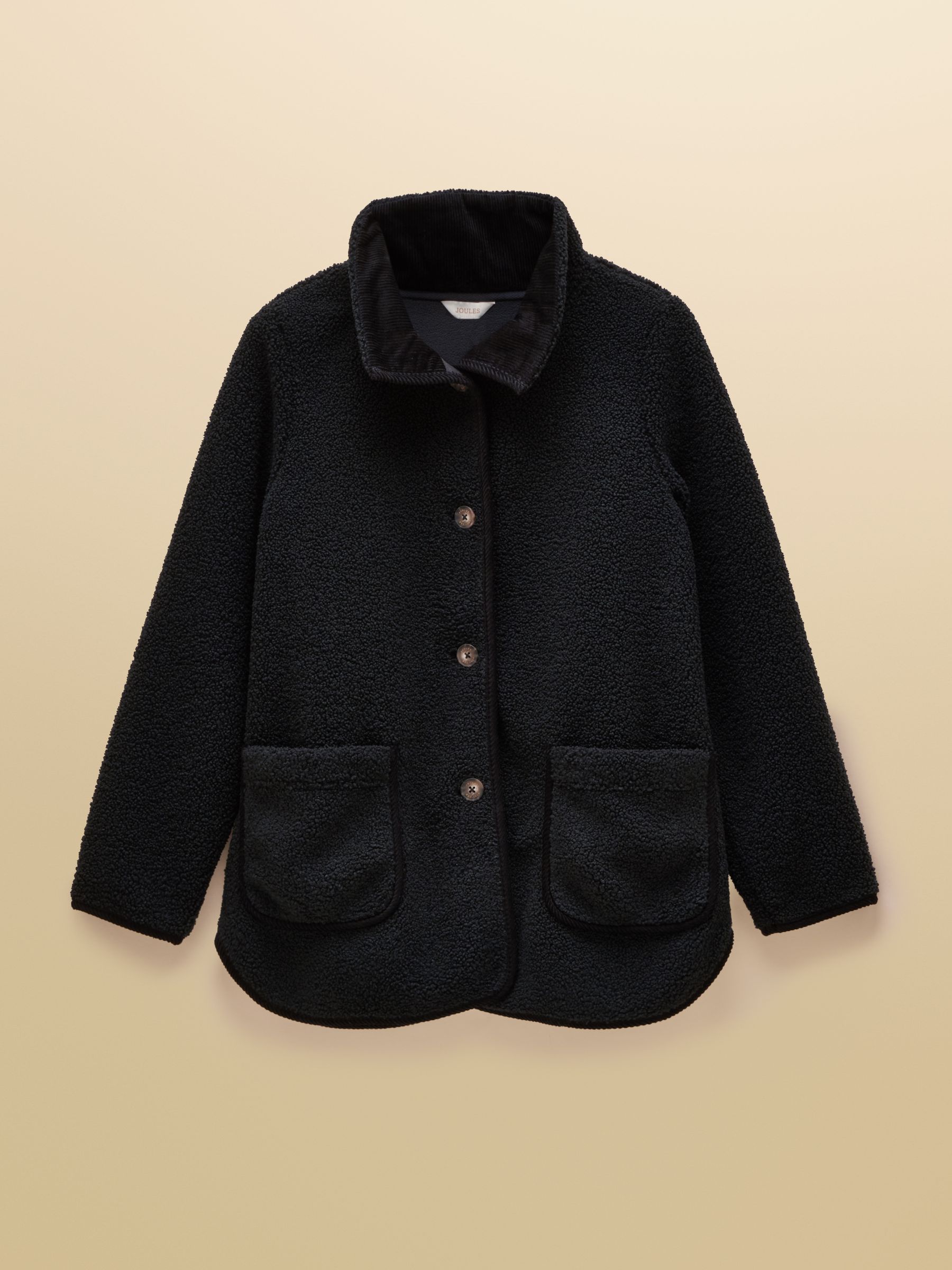 Sadie Black Longline Button Through Fleece Jacket - Image 9 of 9