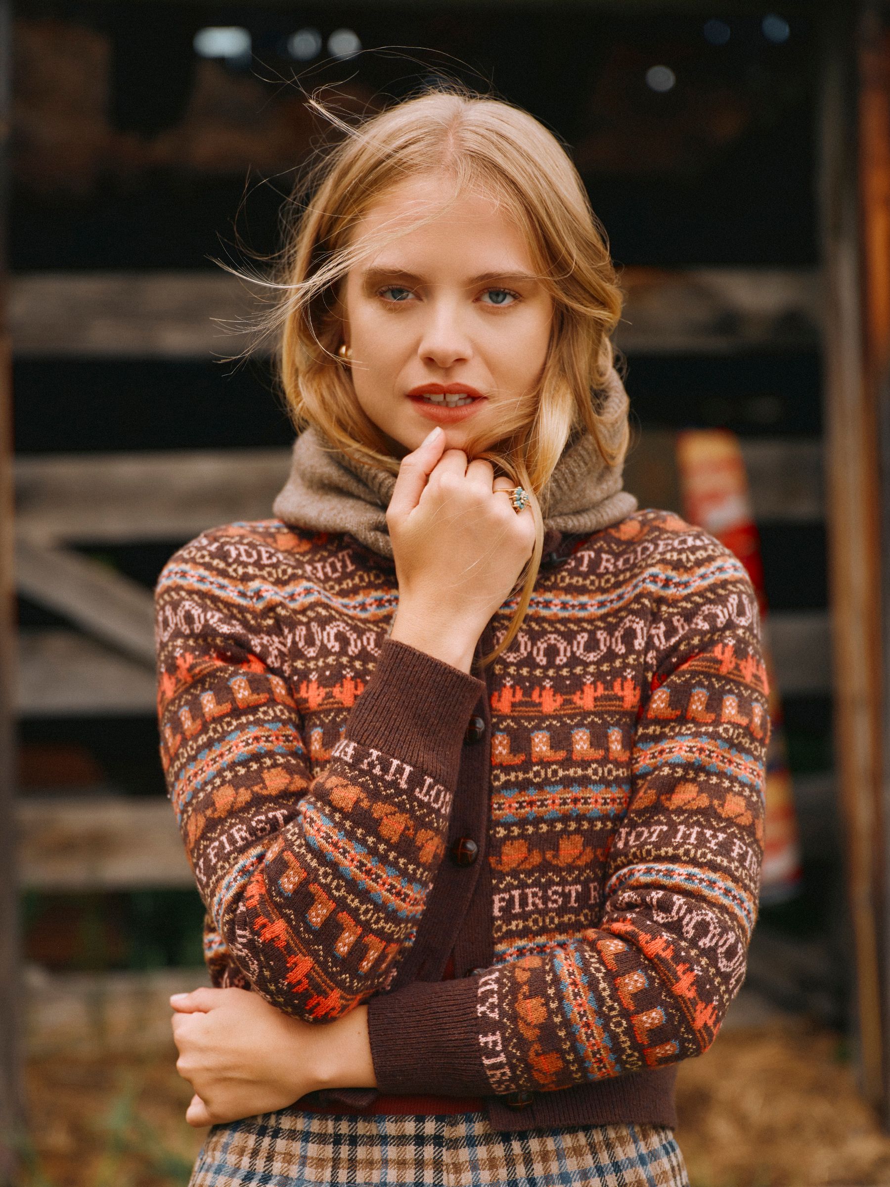 Chocolate Brown Cotton Blend Knitted Cardigan - Image 1 of 8