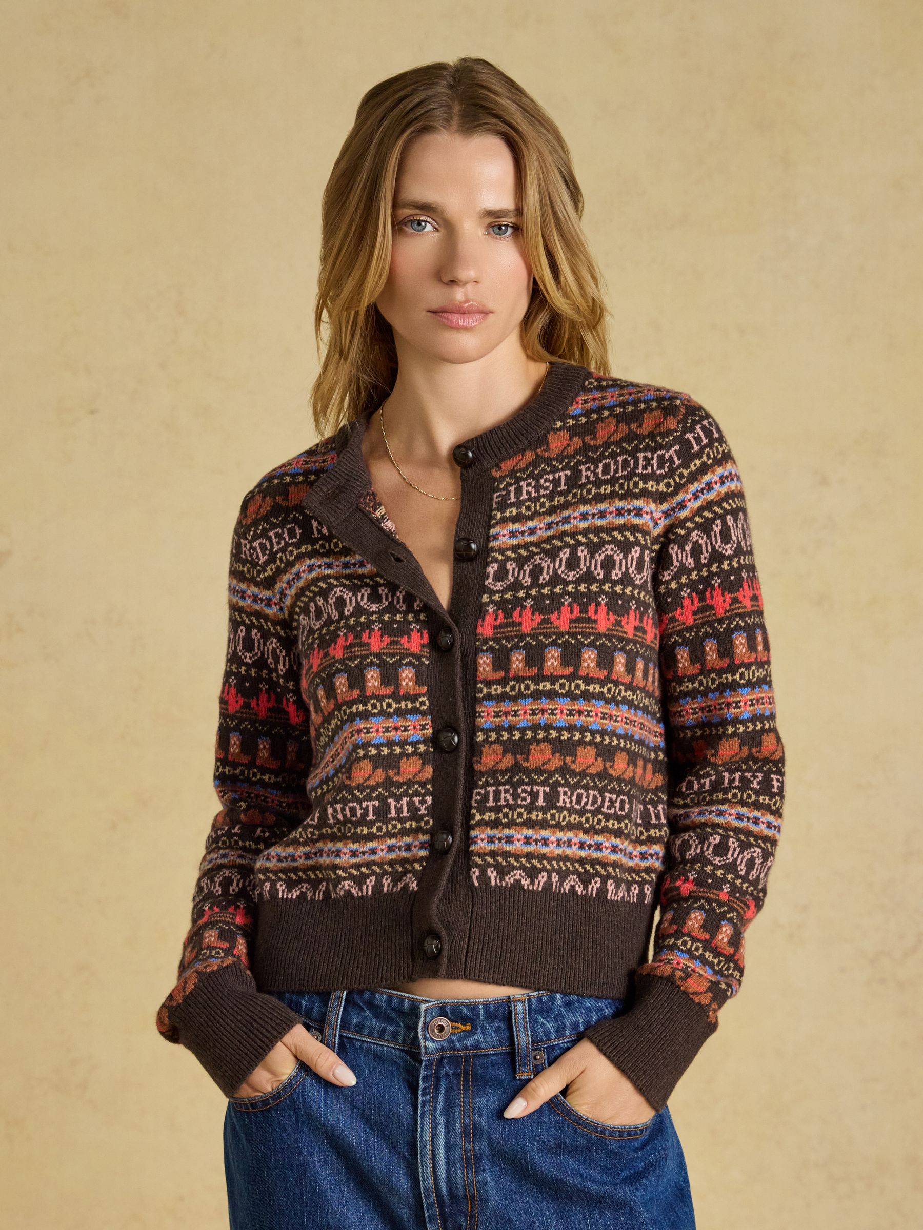 Chocolate Brown Cotton Blend Knitted Cardigan - Image 2 of 8