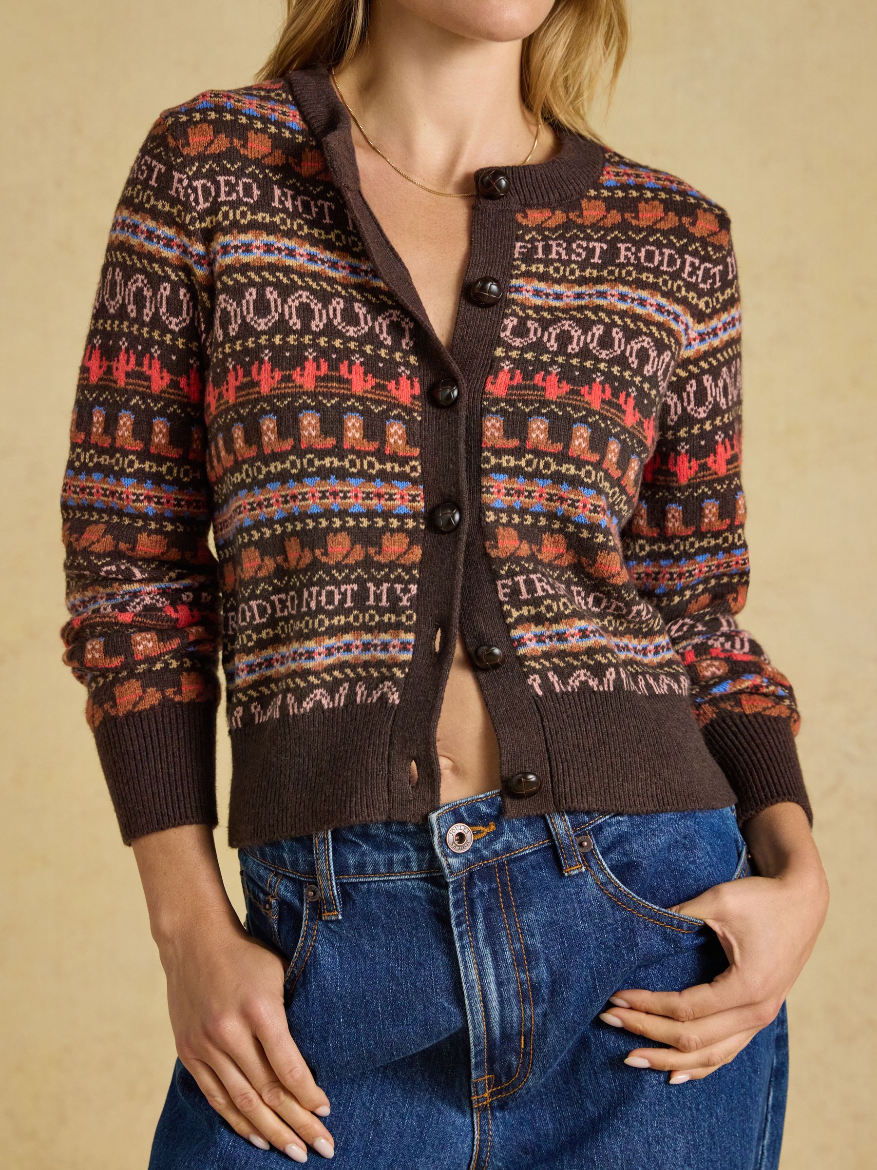 Chocolate Brown Cotton Blend Knitted Cardigan - Image 5 of 8