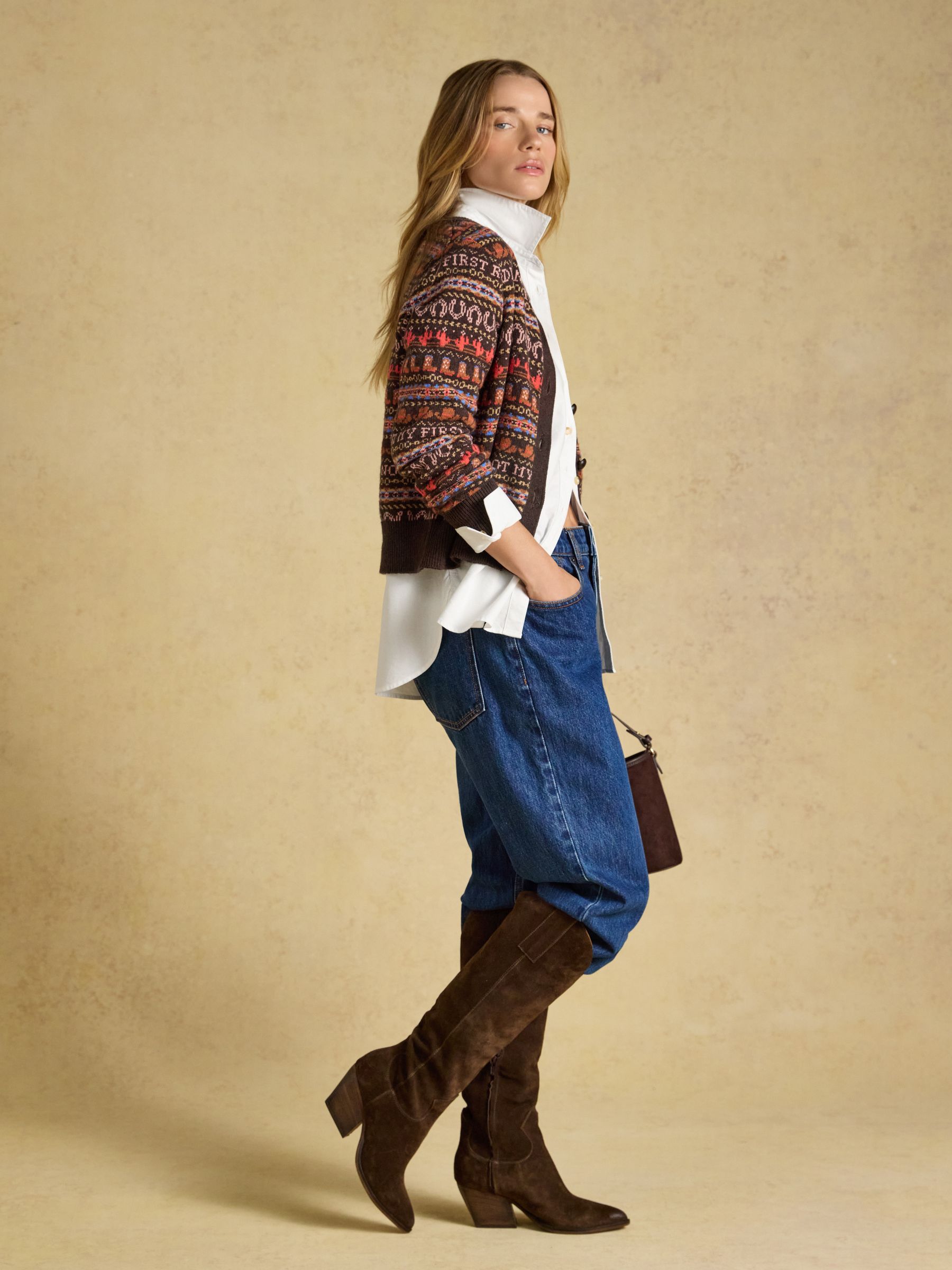 Chocolate Brown Cotton Blend Knitted Cardigan - Image 6 of 8