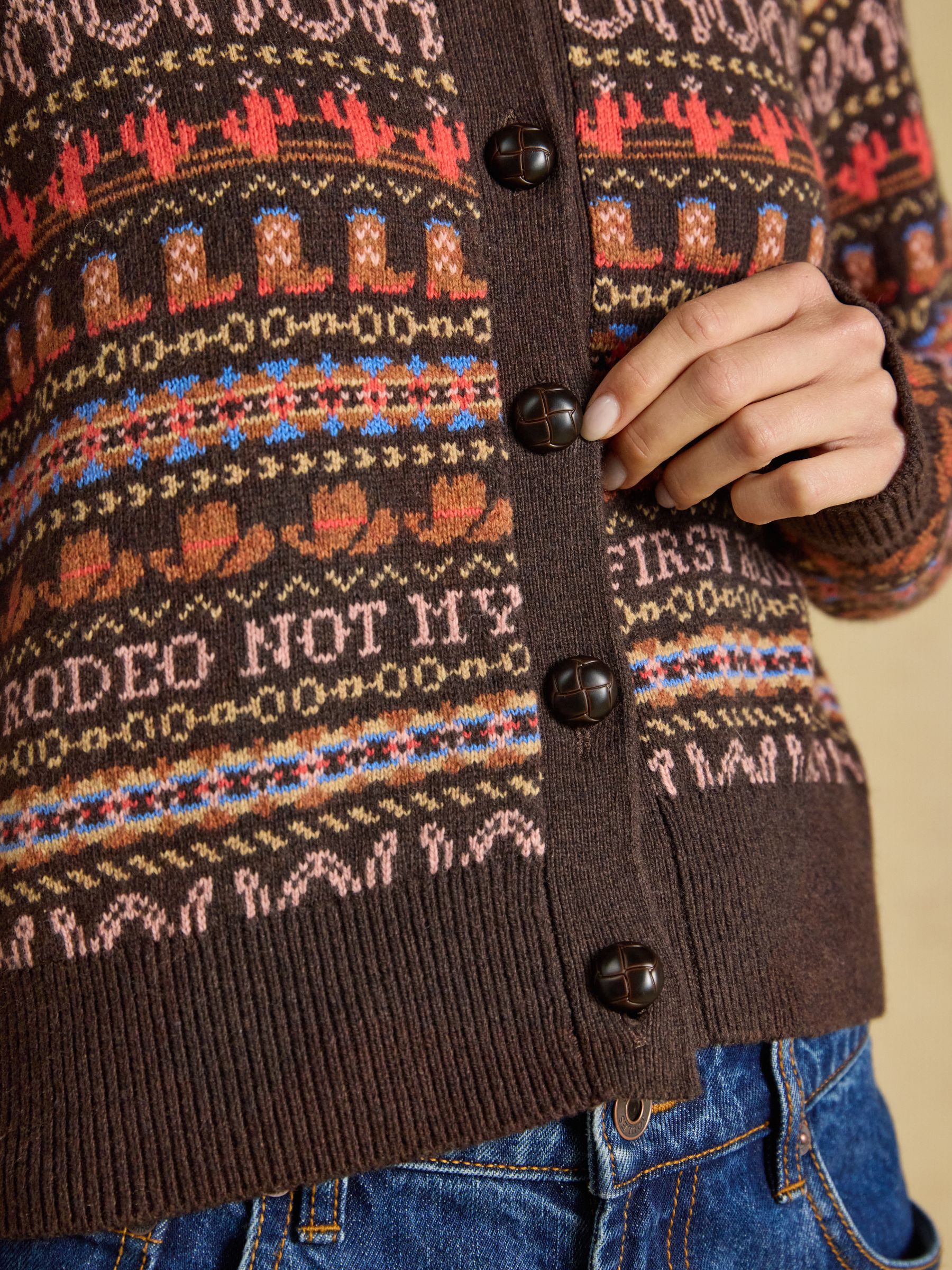Chocolate Brown Cotton Blend Knitted Cardigan - Image 7 of 8
