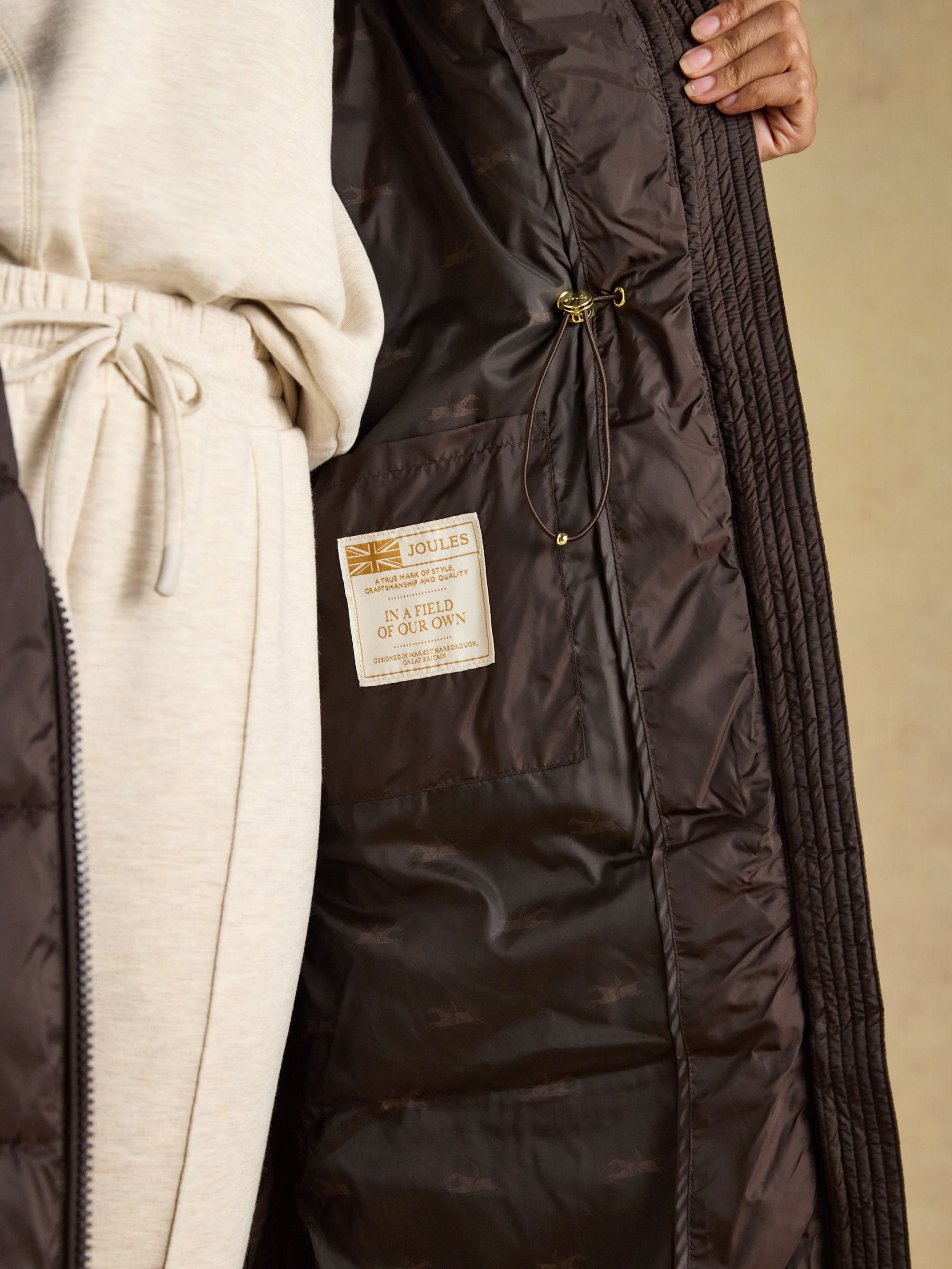 Windermere Chocolate Brown Showerproof Longline Padded Gilet - Image 9 of 11