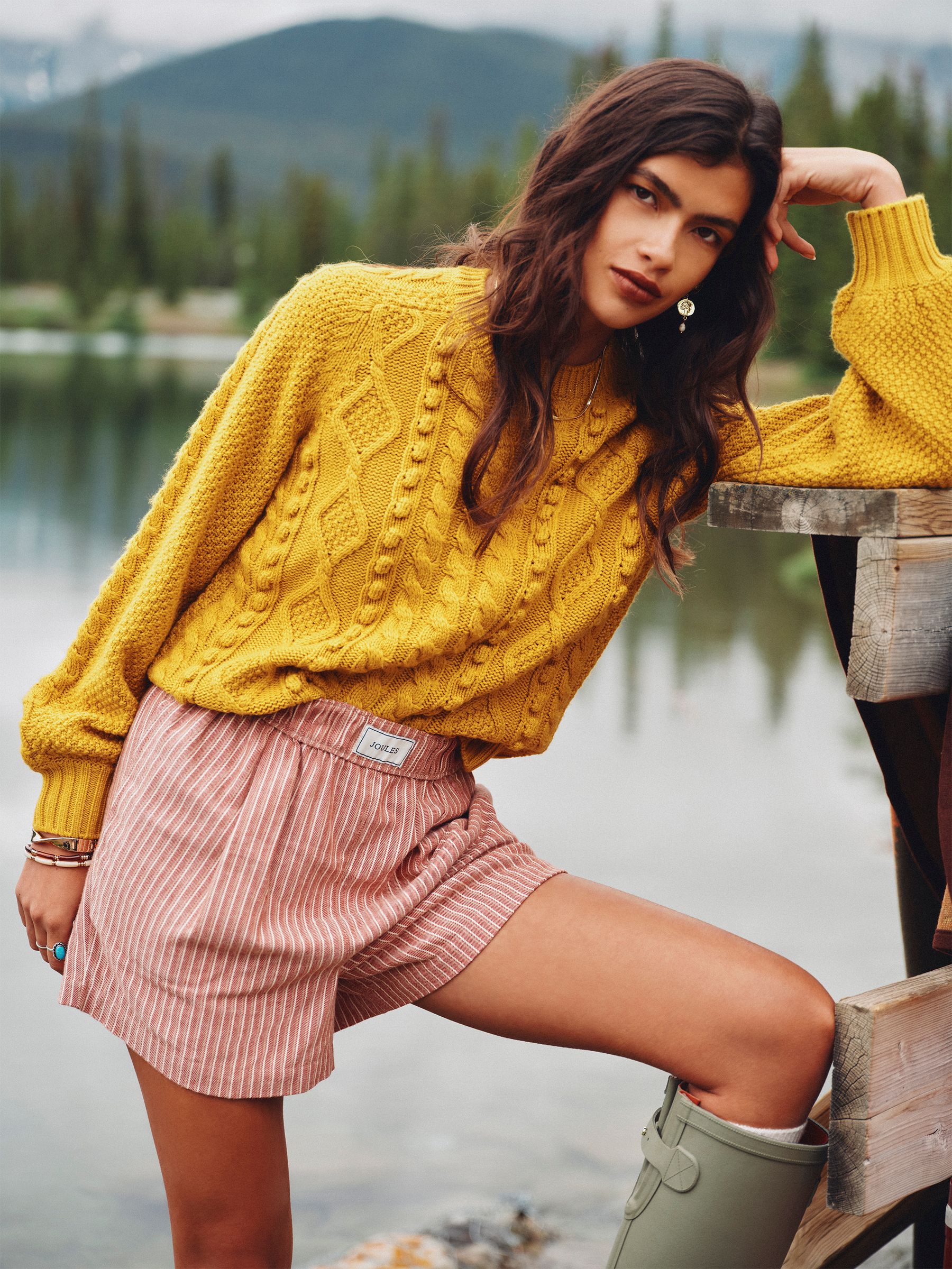Rafferty Gold Cable Knit Crew Neck Jumper - Image 1 of 10