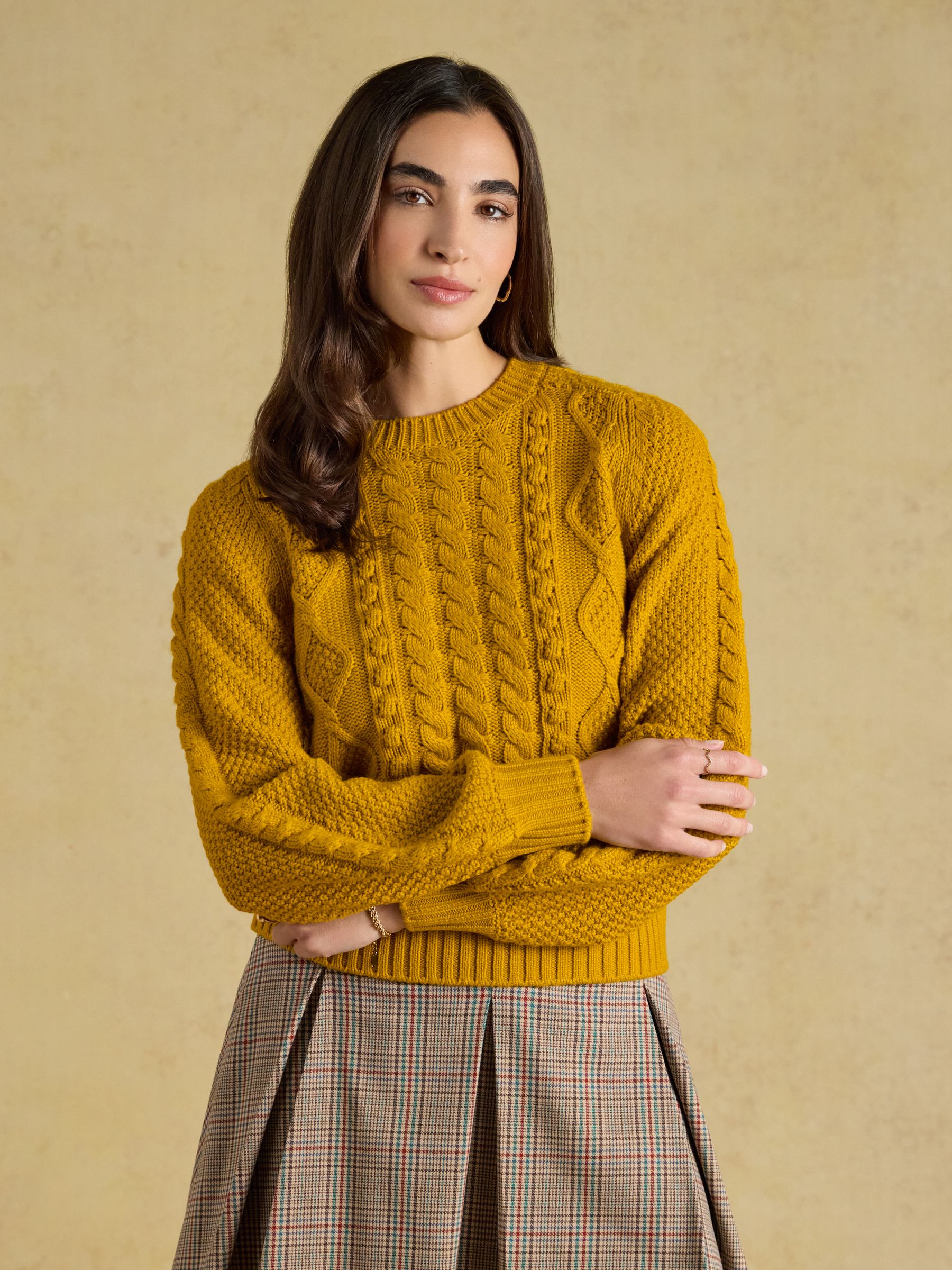 Rafferty Gold Cable Knit Crew Neck Jumper - Image 3 of 10