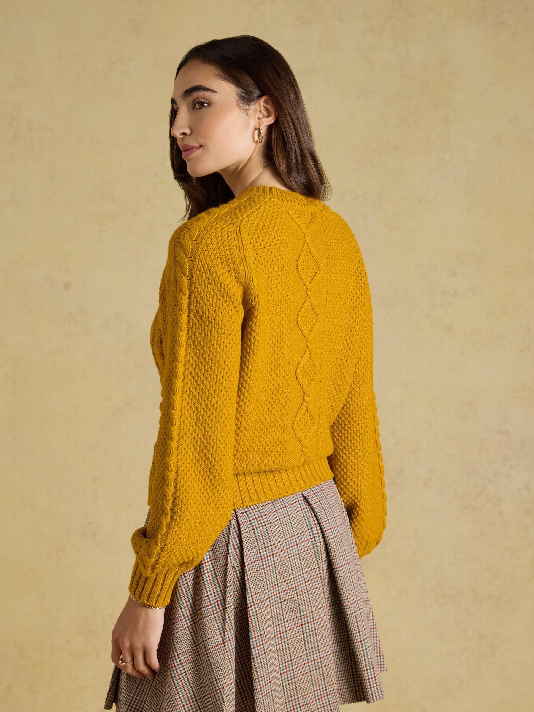 Rafferty Gold Cable Knit Crew Neck Jumper - Image 4 of 10