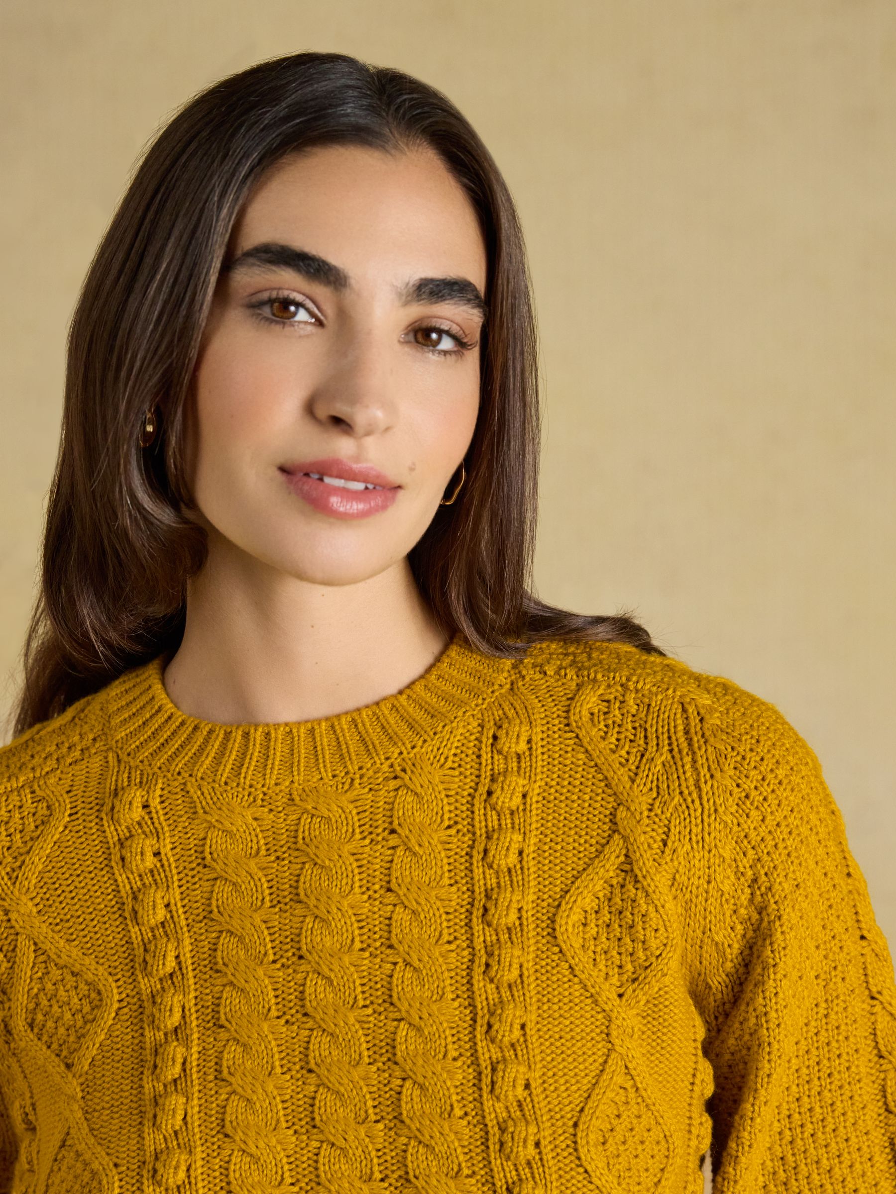 Rafferty Gold Cable Knit Crew Neck Jumper - Image 6 of 10