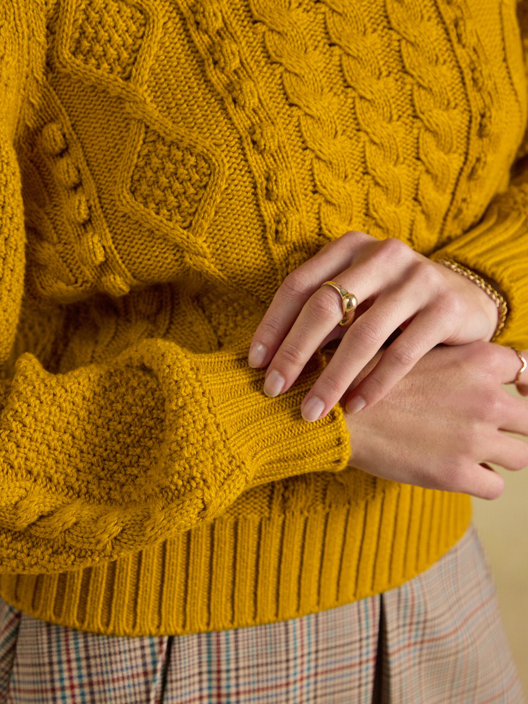 Rafferty Gold Cable Knit Crew Neck Jumper - Image 8 of 10