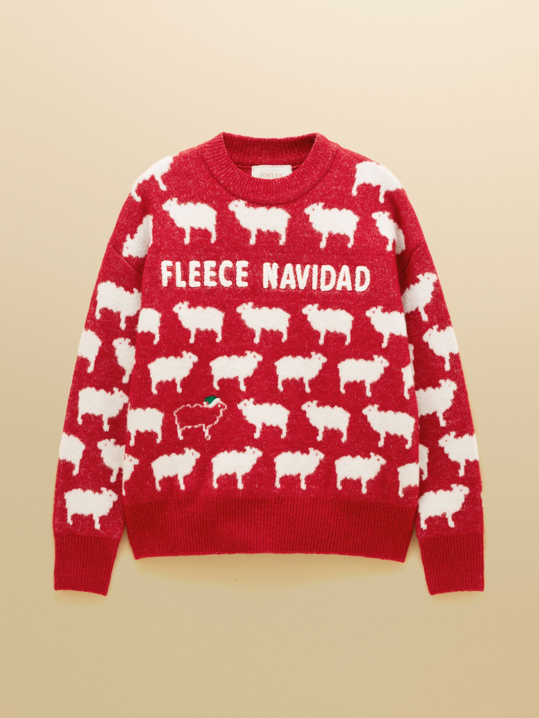 Red Fleece Navidad Sheep Icon Crew Neck Knitted Jumper - Image 7 of 7