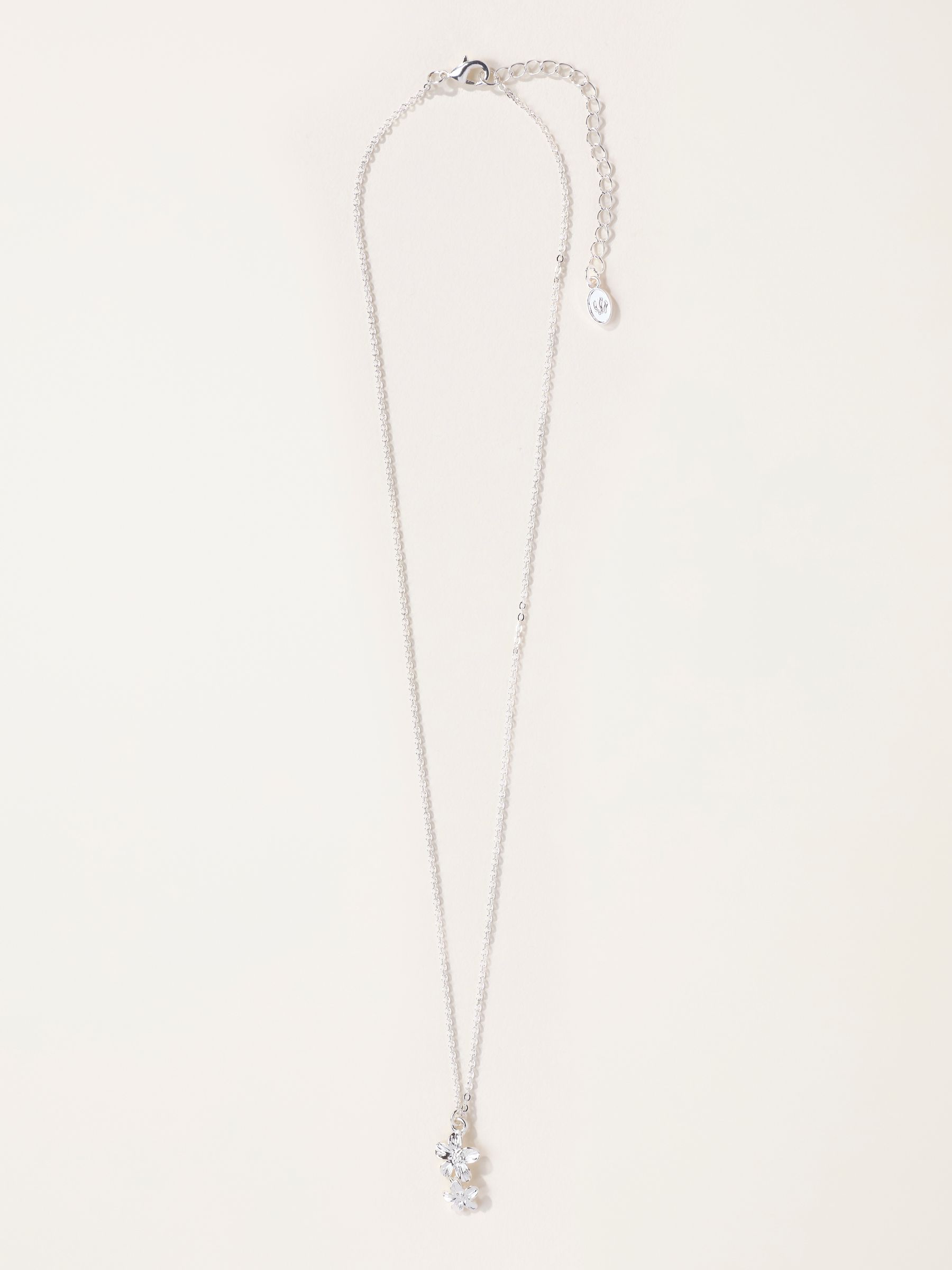 Silver Tone Double flower Necklace - Image 1 of 2