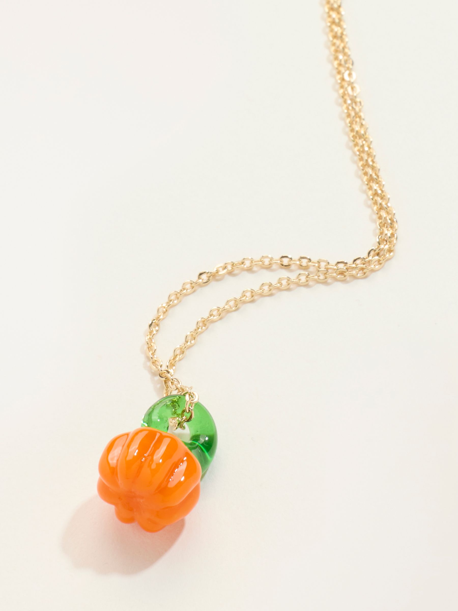 Gold Tone Halloween Pumpkin Necklace - Image 2 of 2