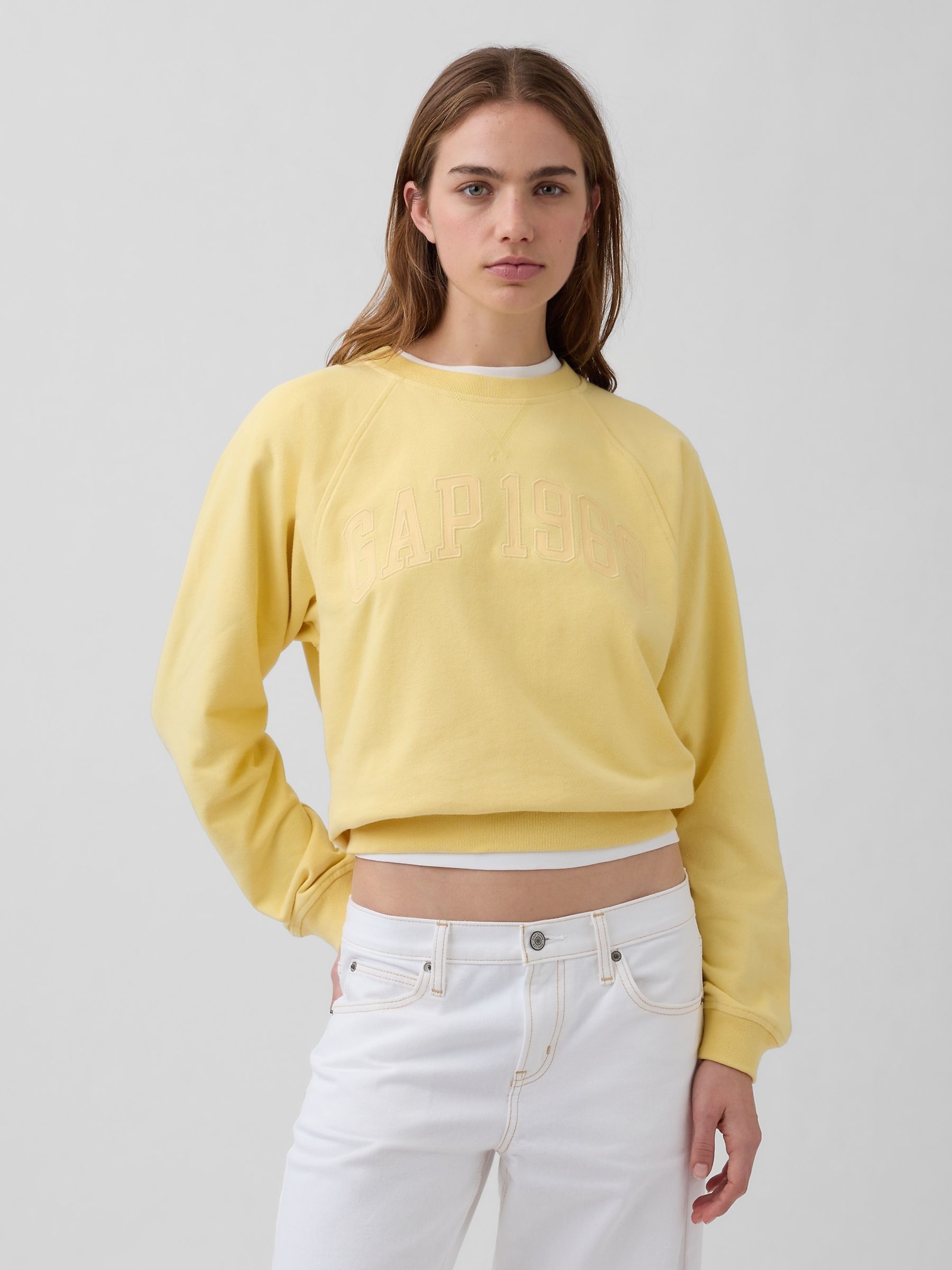 Yellow French Terry Raglan Logo Sweatshirt - Image 1 of 4