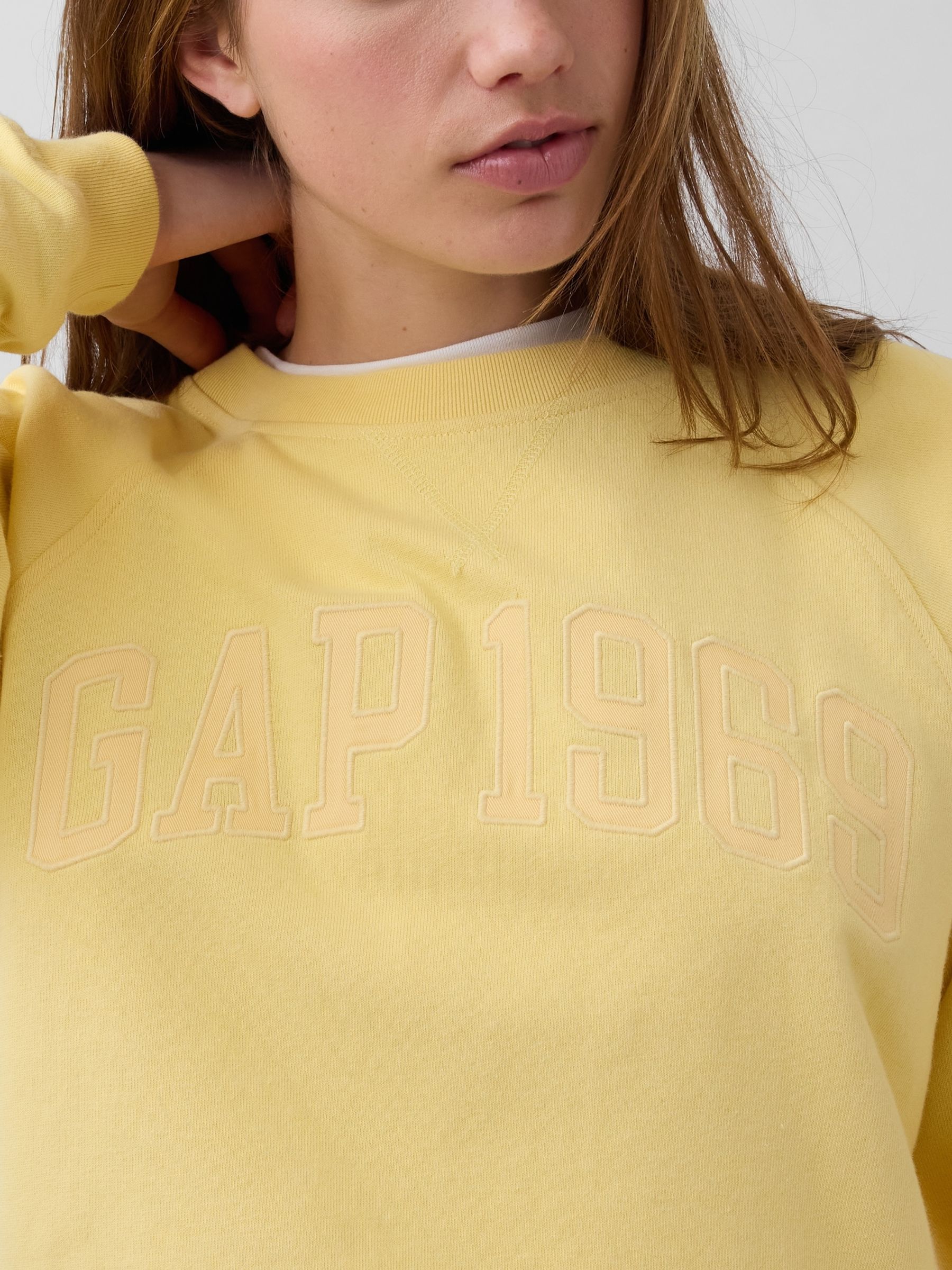 Yellow French Terry Raglan Logo Sweatshirt - Image 4 of 4
