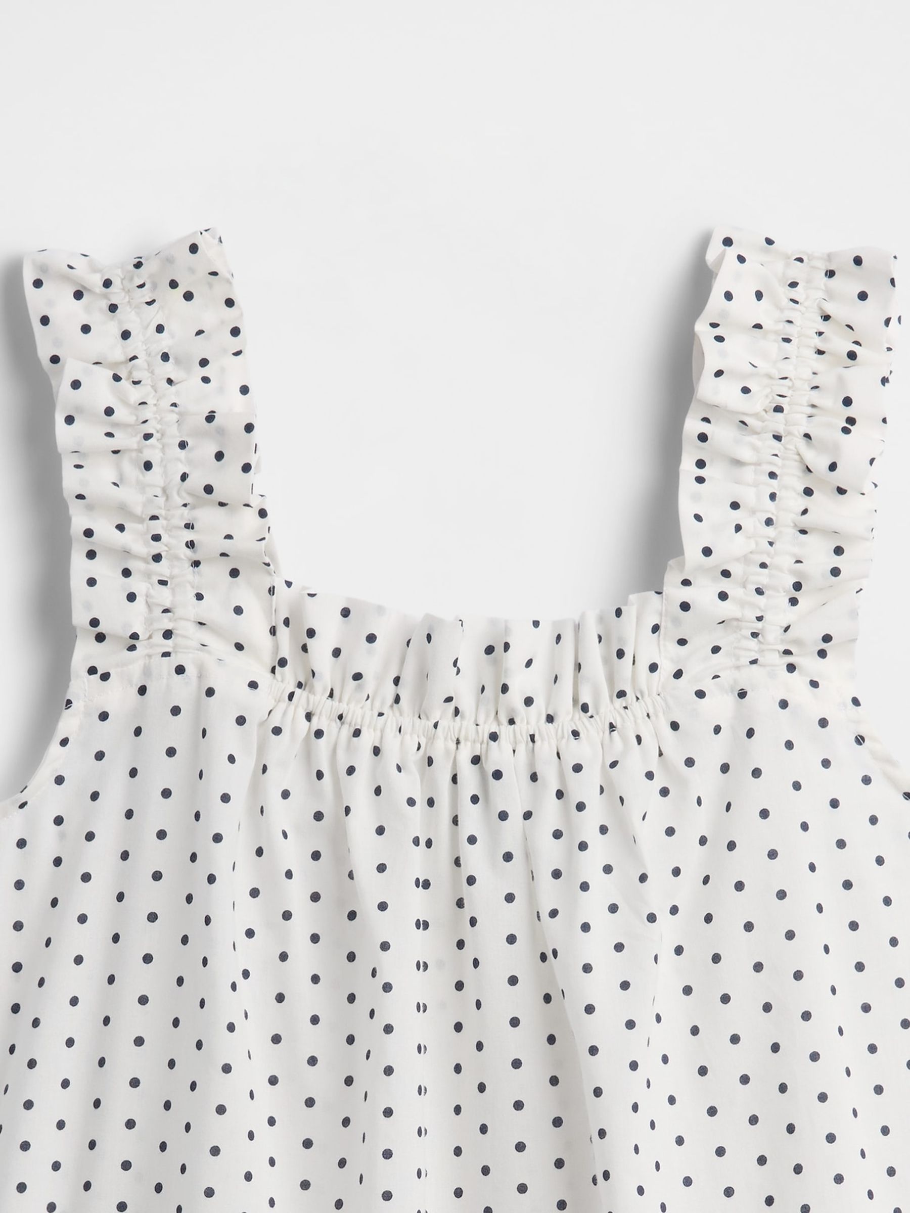 White Spotted Ruffle Poplin Pyjama Top - Image 5 of 5