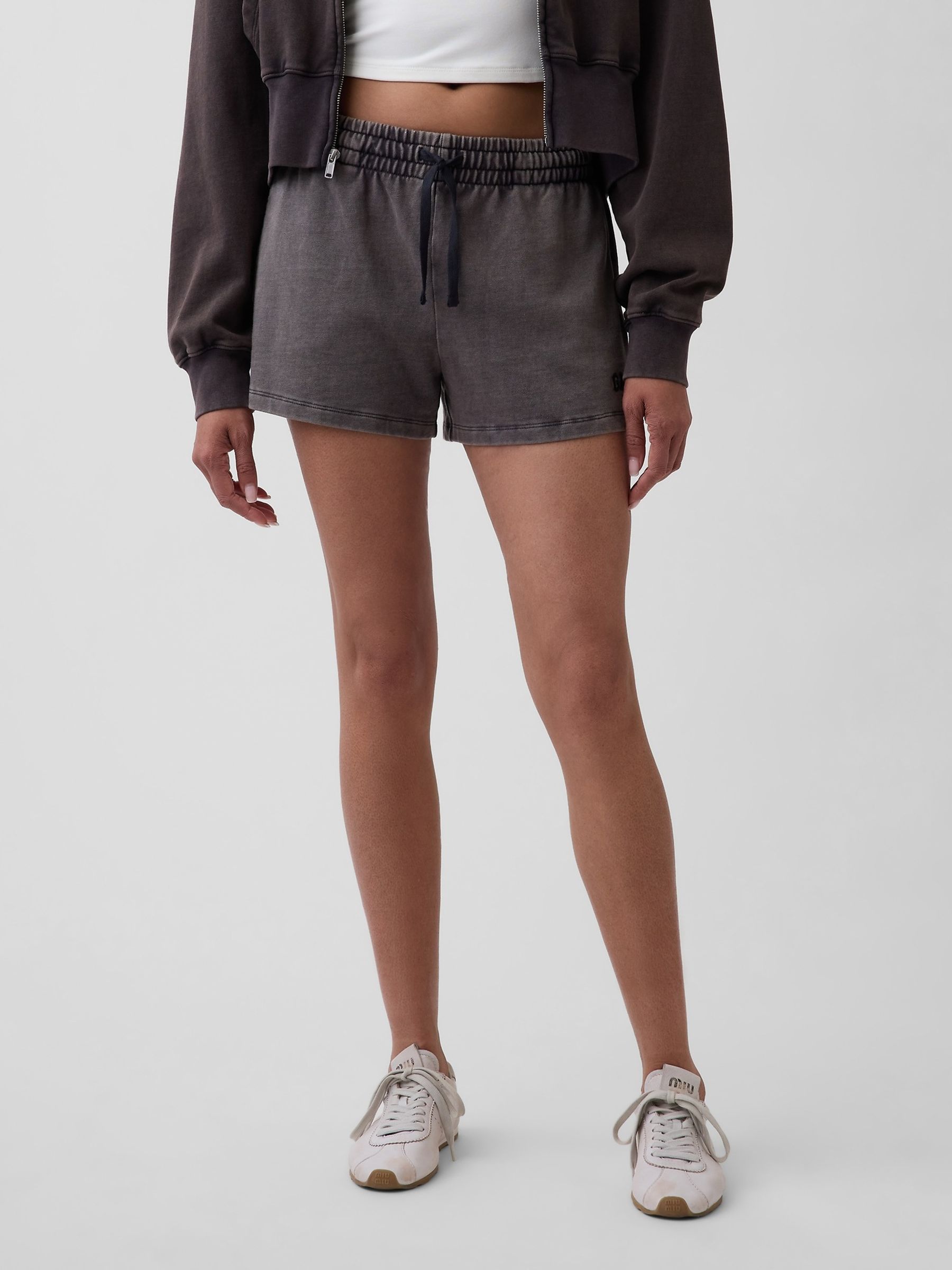 Black 3 inch French Terry Relaxed Logo Sweat Shorts - Image 1 of 5
