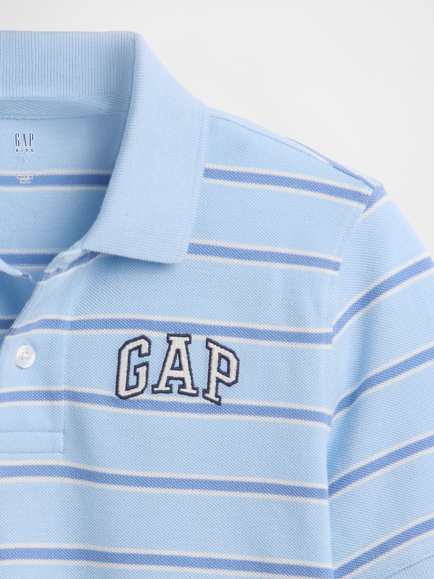 Blue stripe Logo Pique Polo Shirt - Image 3 of 3
