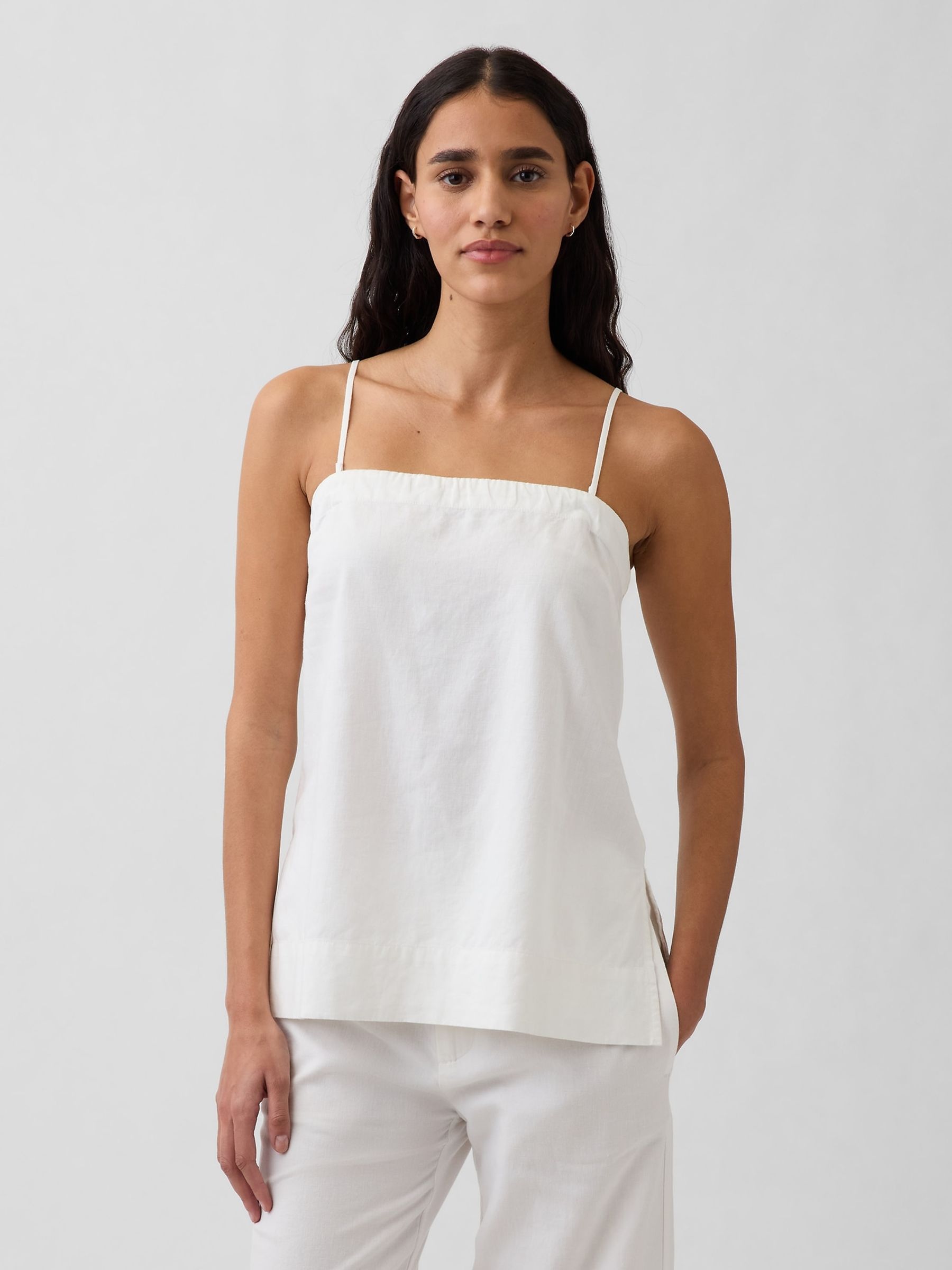 White Linen-Blend Cami - Image 1 of 4