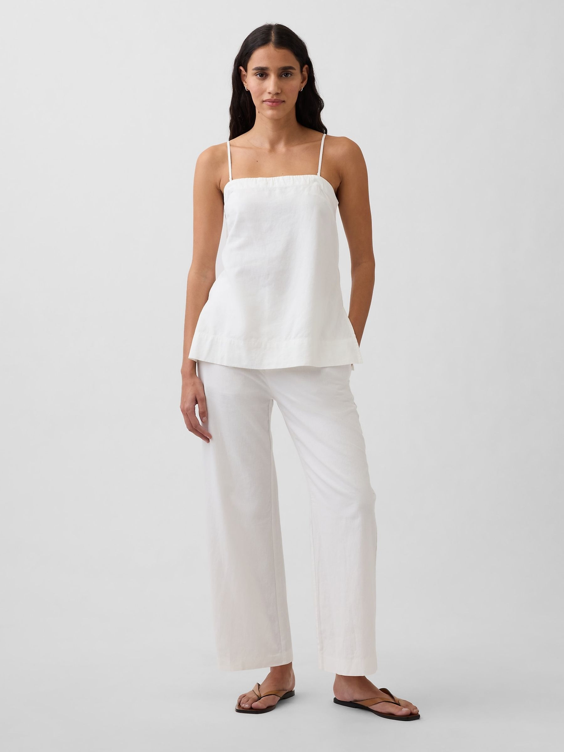 White Linen-Blend Cami - Image 3 of 4