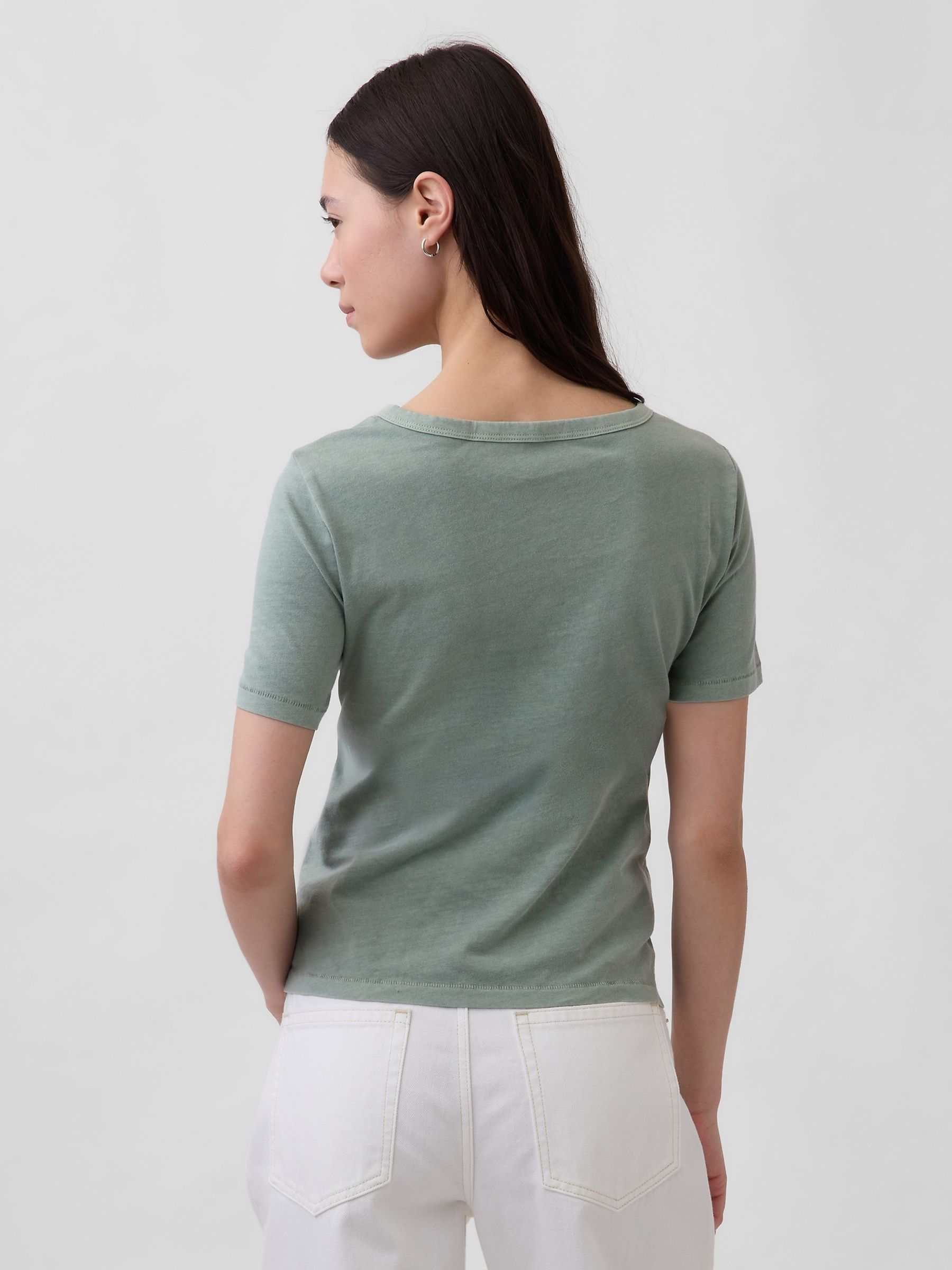 Green Vintage Soft V-Neck T-Shirt - Image 2 of 4