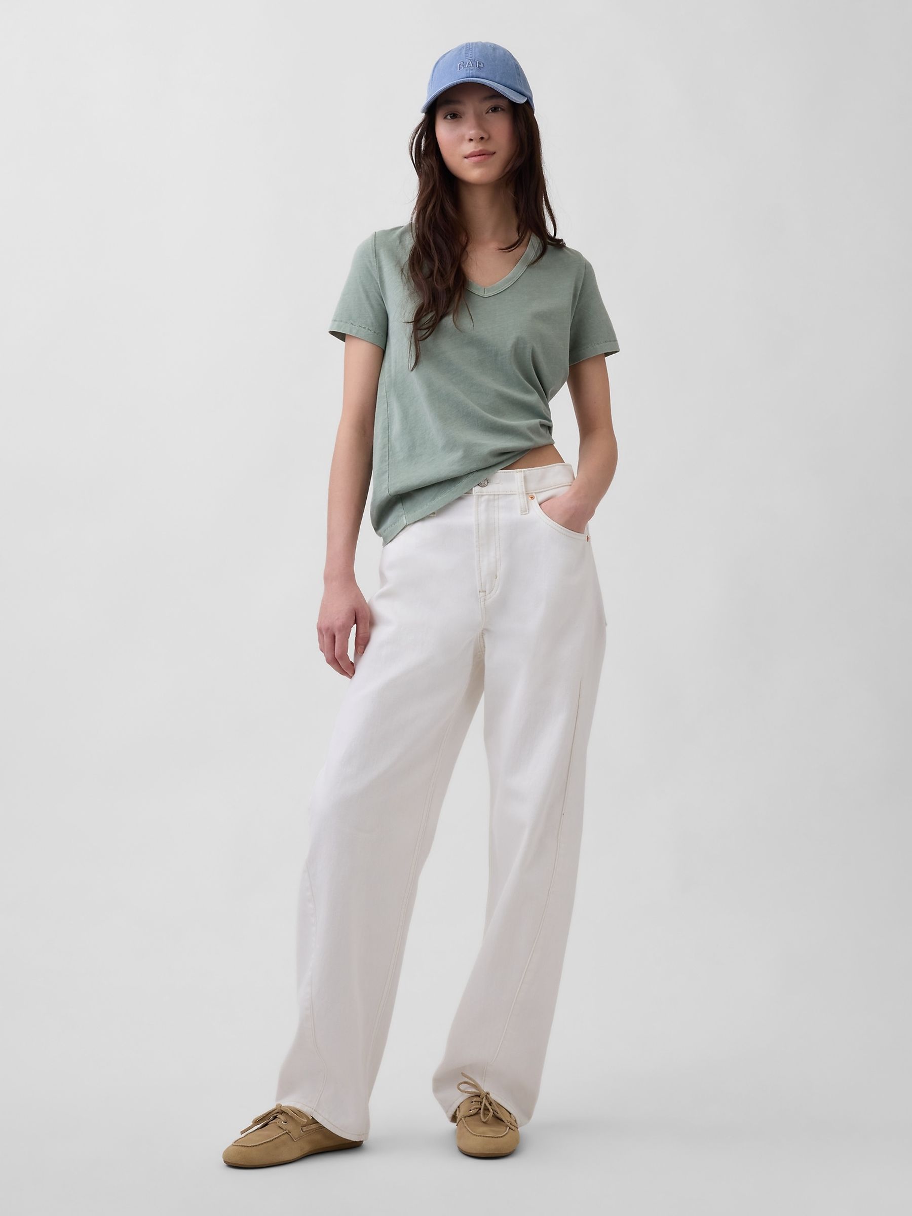 Green Vintage Soft V-Neck T-Shirt - Image 3 of 4