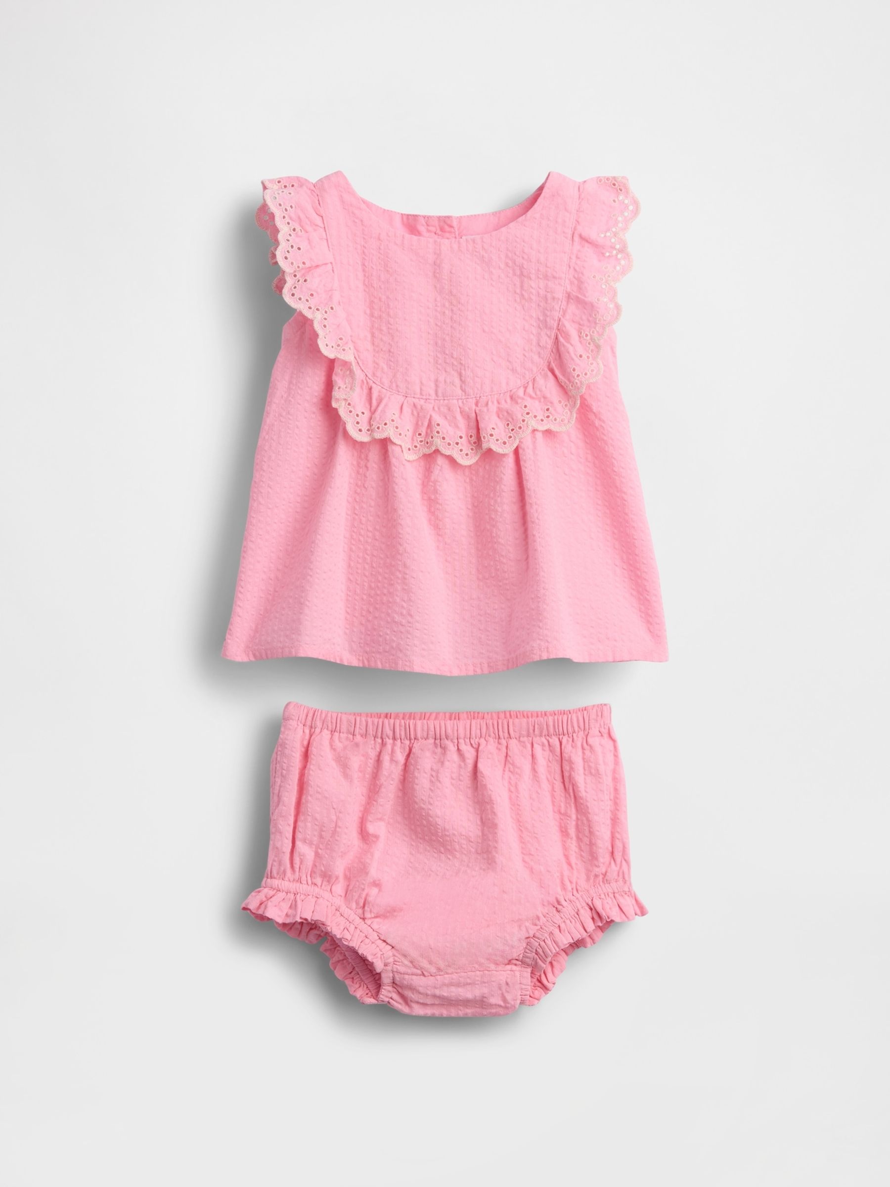 Pink Eyelet Ruffle Outfit Set - Image 1 of 3