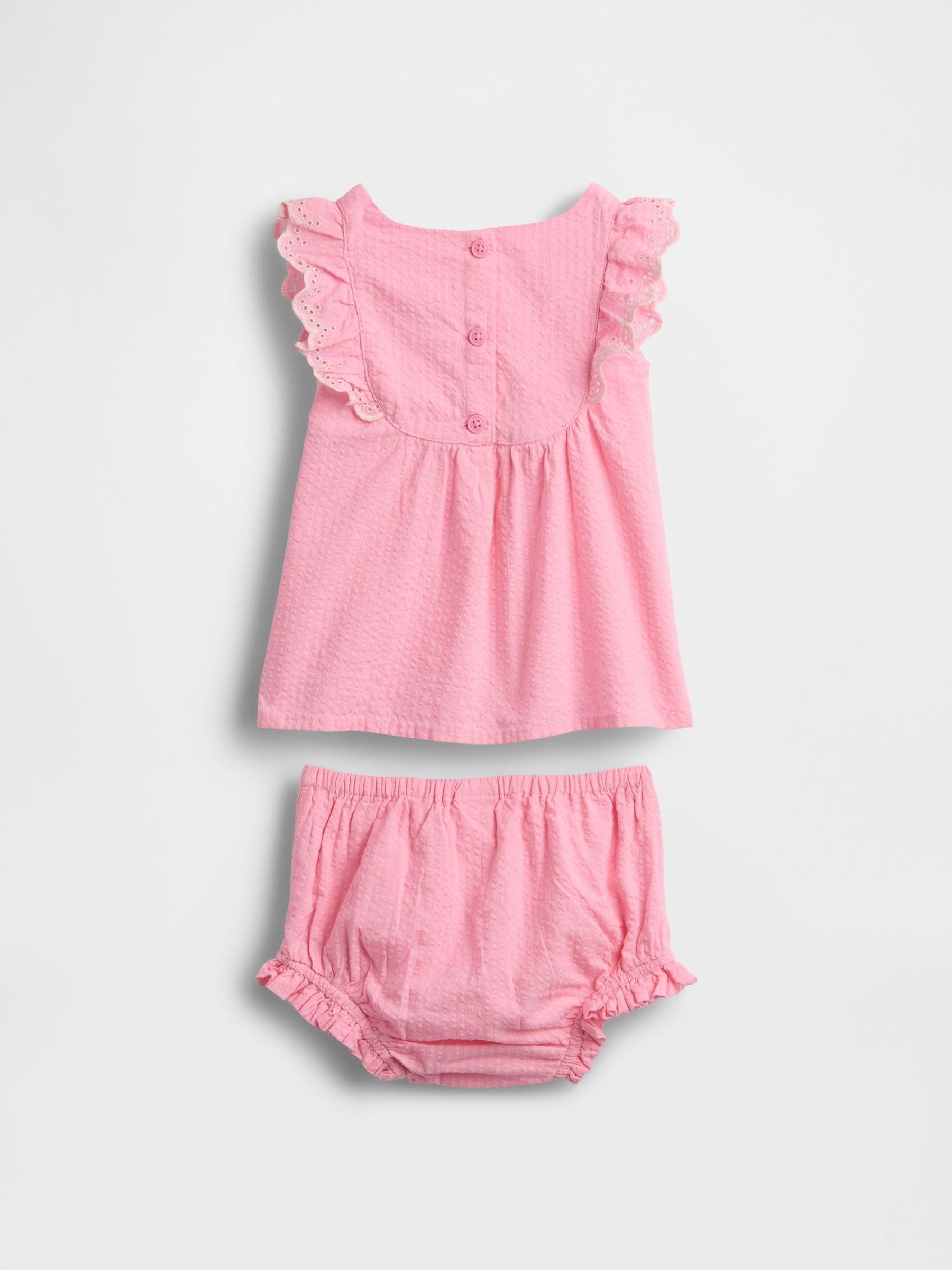 Pink Eyelet Ruffle Outfit Set - Image 2 of 3