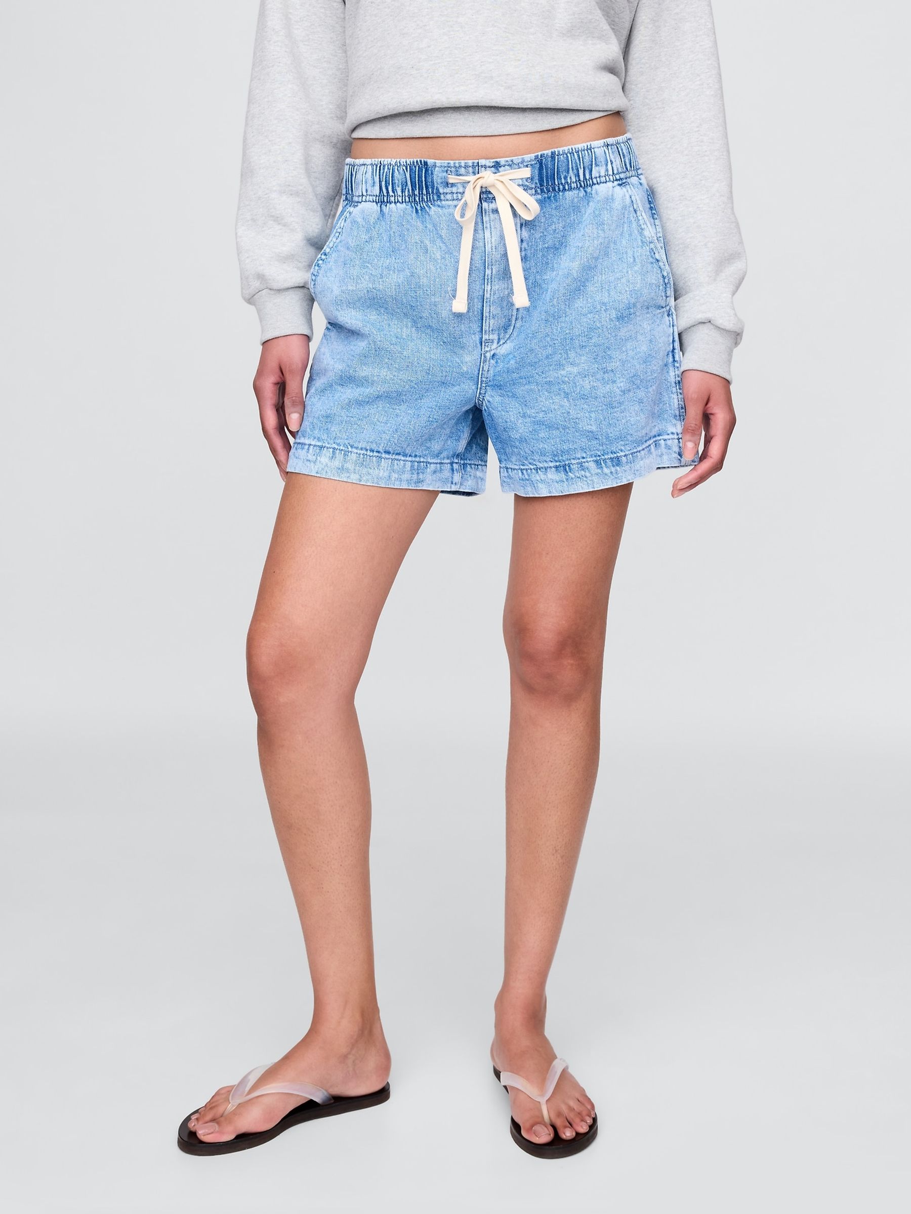 Light Wash Easy Denim Shorts - Image 1 of 6
