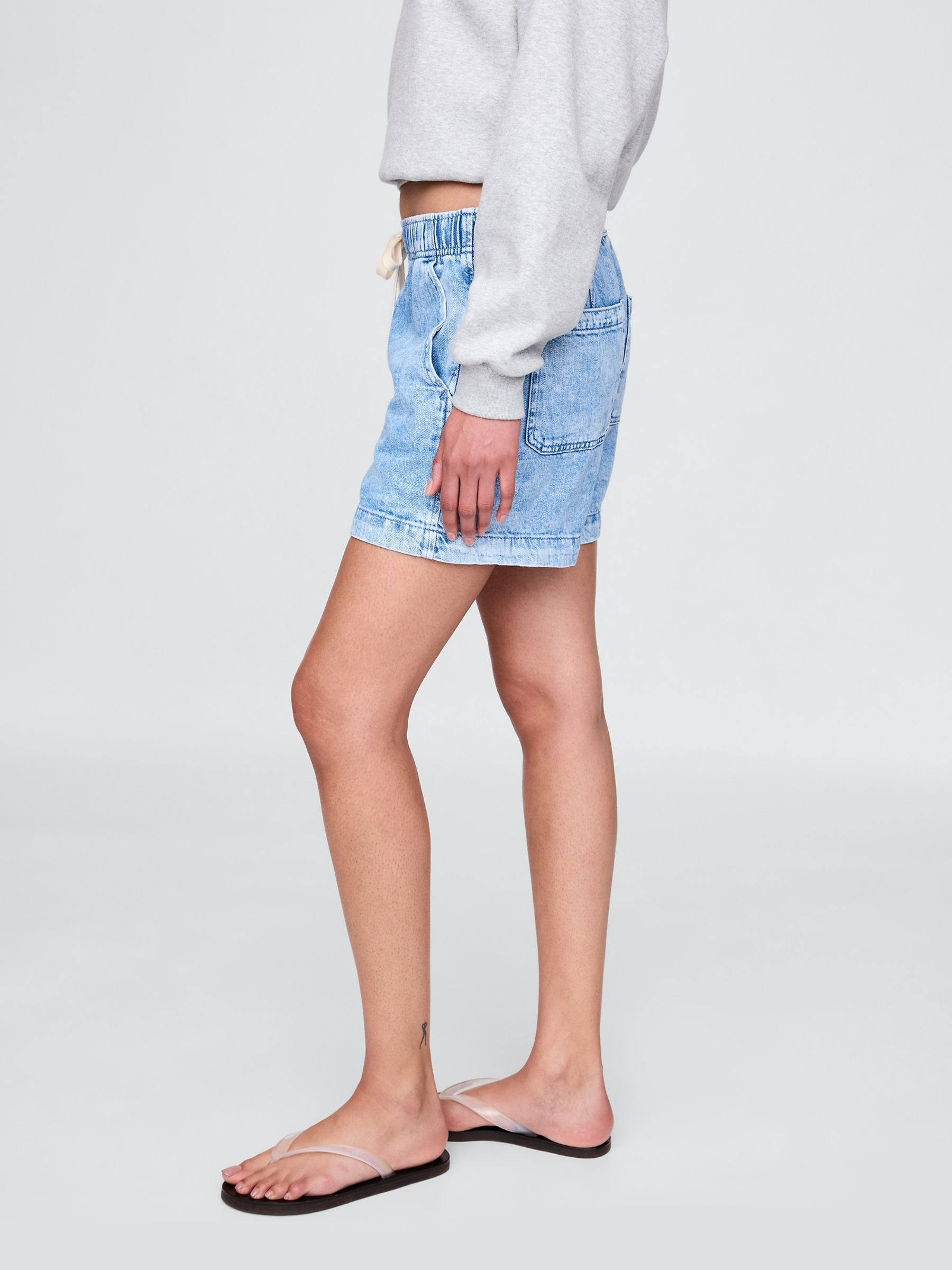 Light Wash Easy Denim Shorts - Image 3 of 6