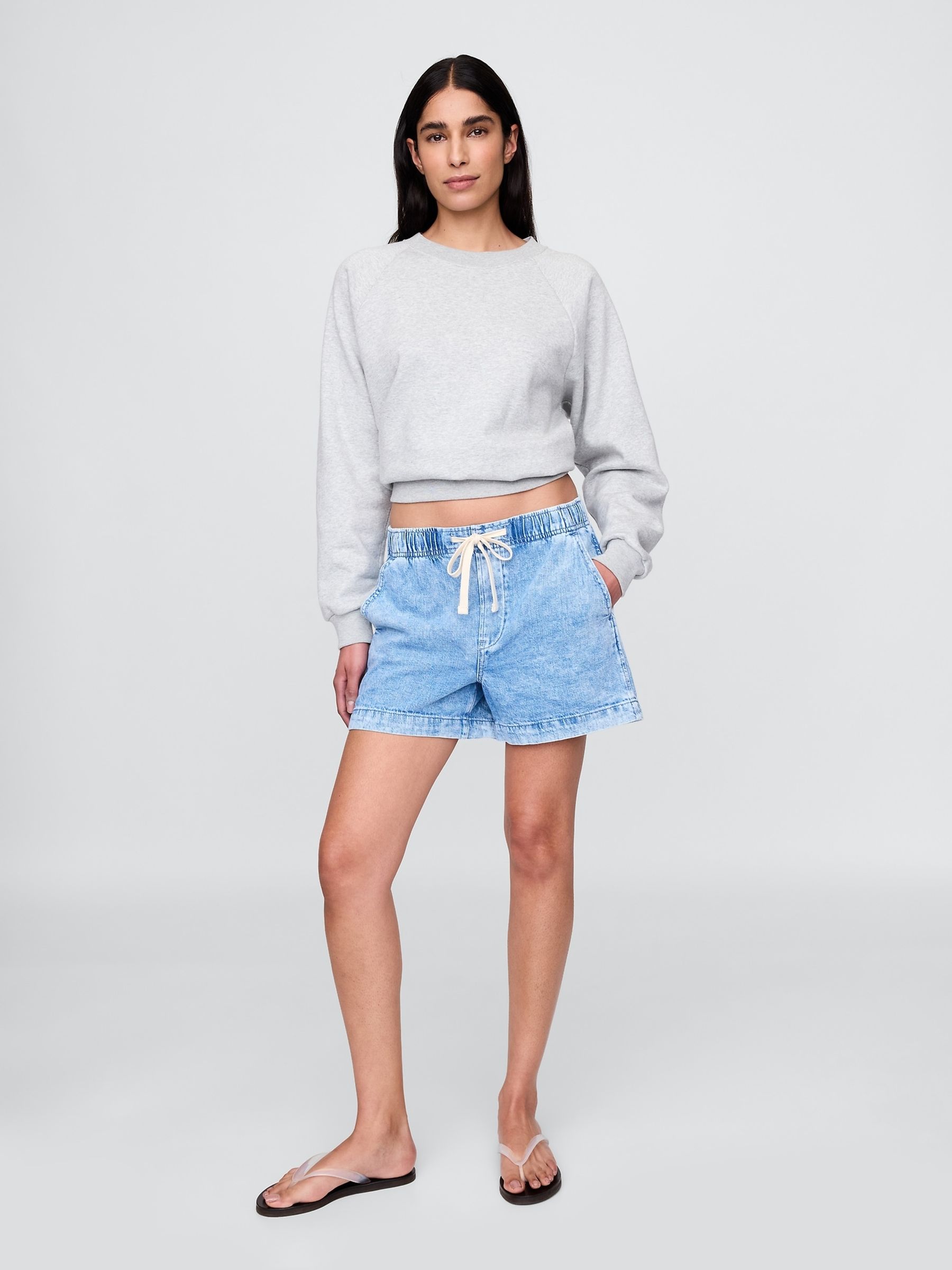 Light Wash Easy Denim Shorts - Image 4 of 6