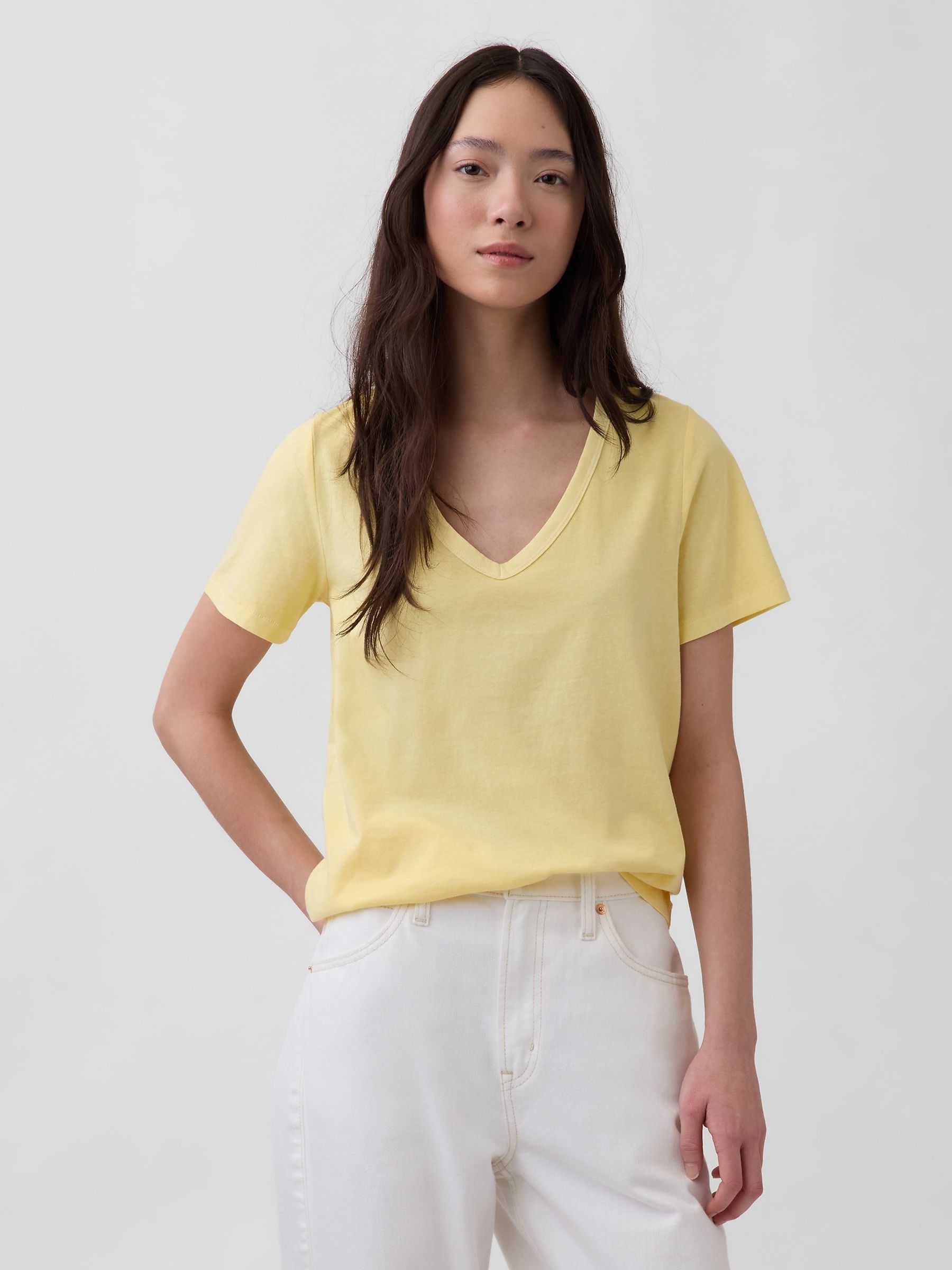 Yellow Vintage Soft V-Neck T-Shirt - Image 1 of 3