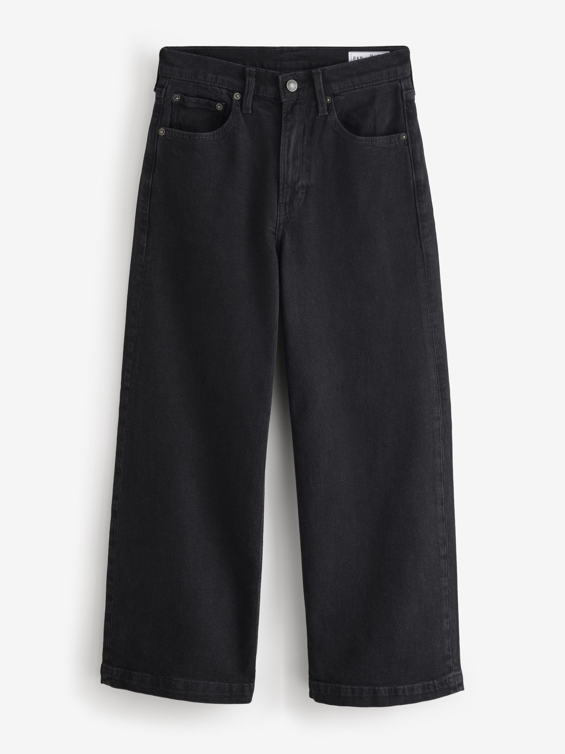Black High Waisted Stride Wide-Leg Ankle Jeans - Image 1 of 5