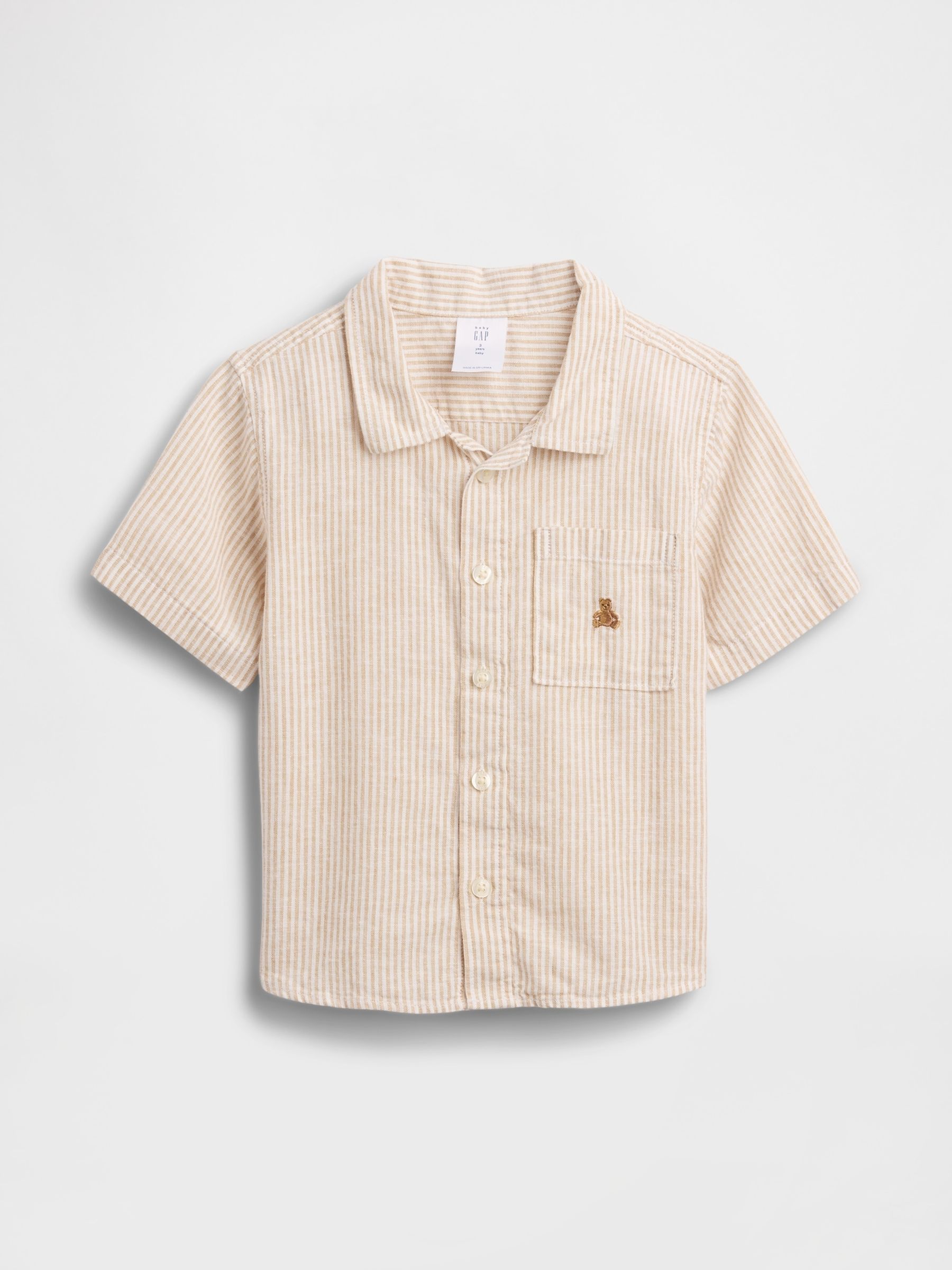Beige stripe Linen-Cotton Shirt - Image 2 of 3