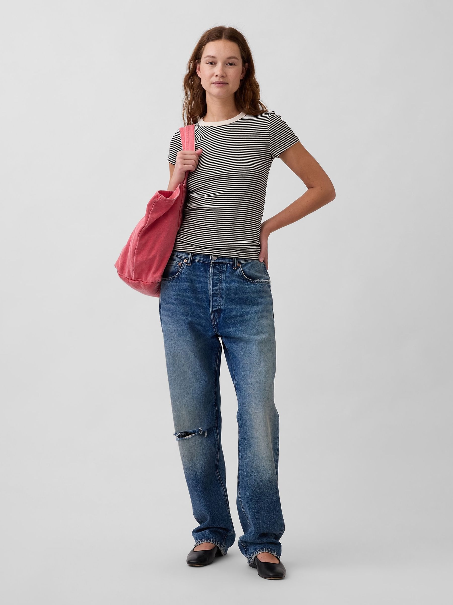 Black/Cream Stripe Modern Crew neck T-Shirt - Image 3 of 4