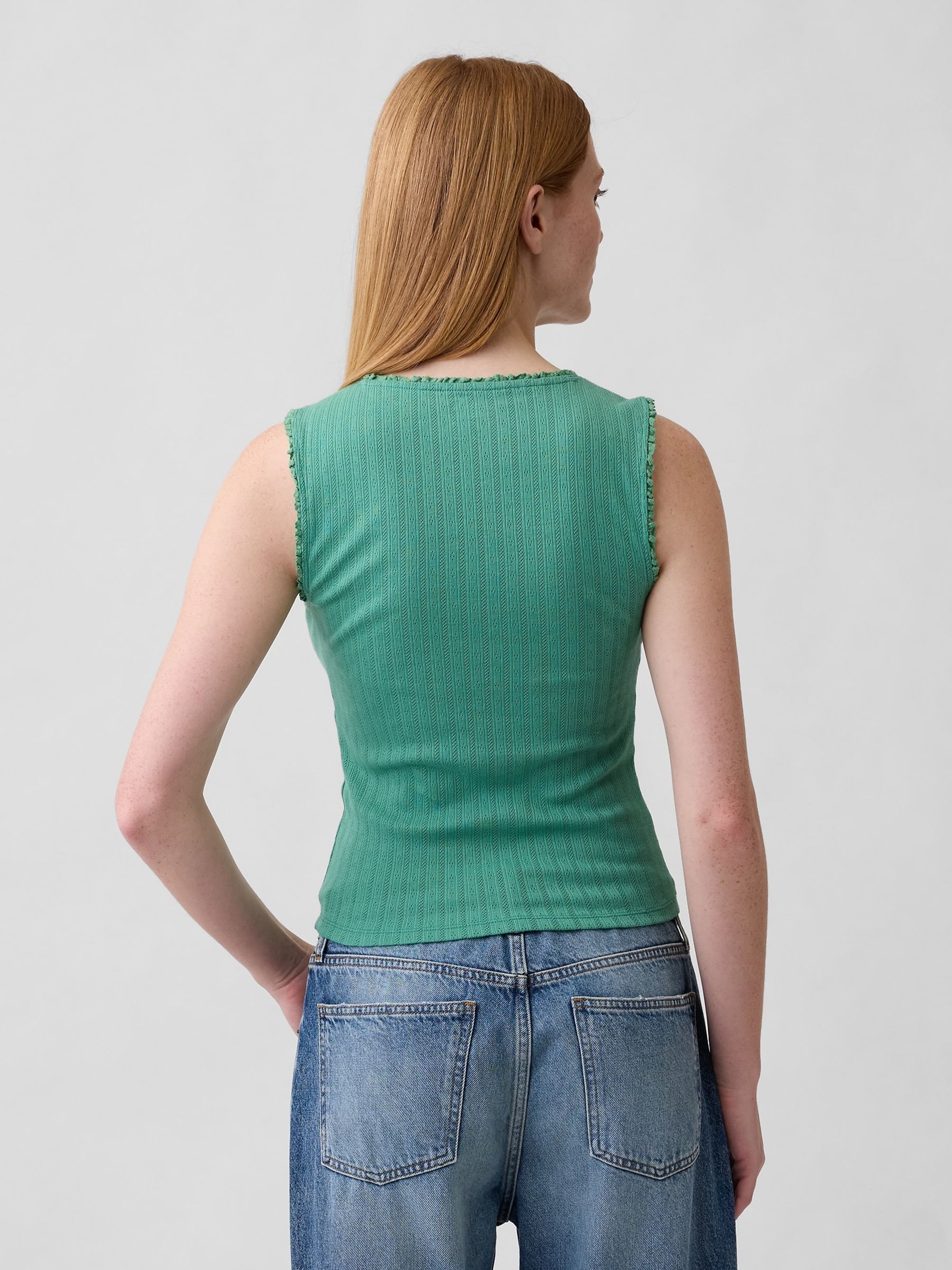Green Pointelle Shell Vest - Image 2 of 4