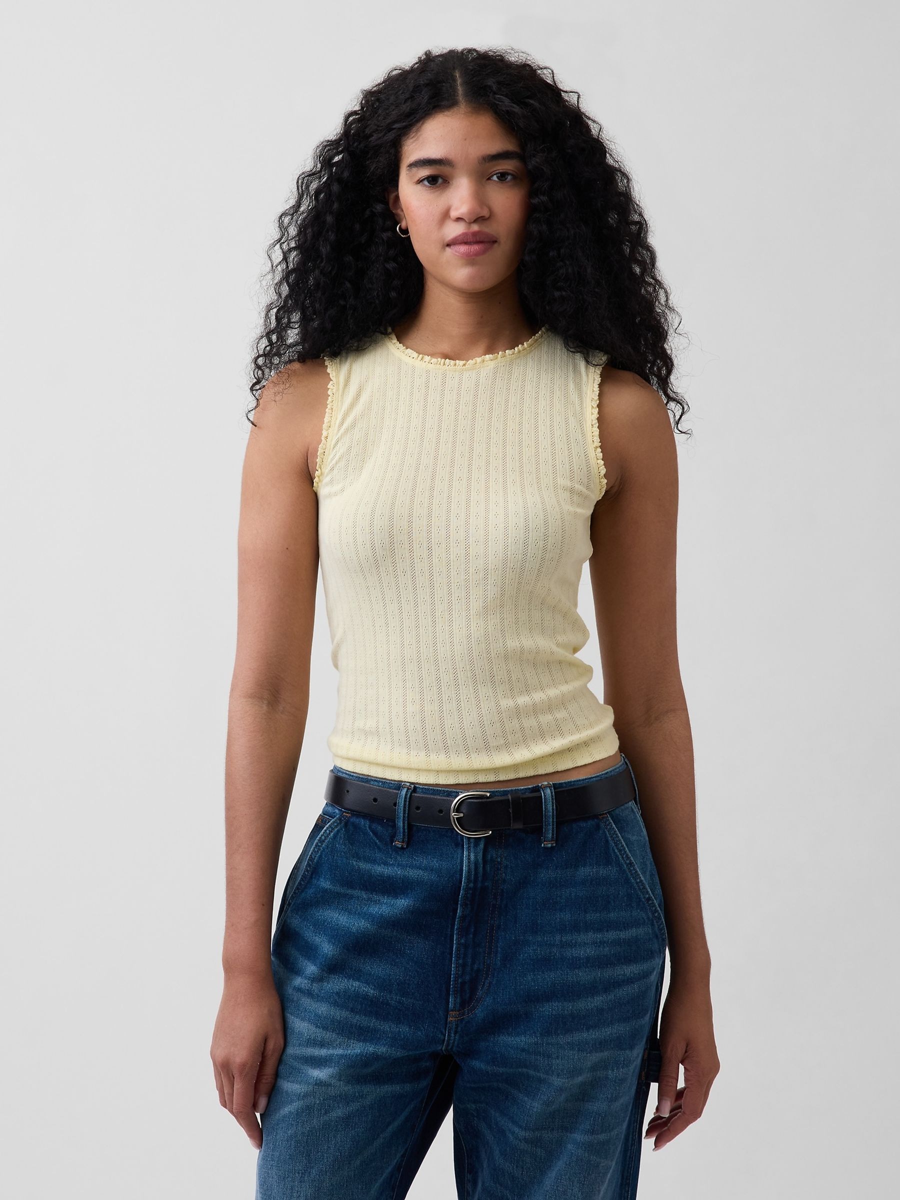 Yellow Pointelle Shell Vest - Image 1 of 4