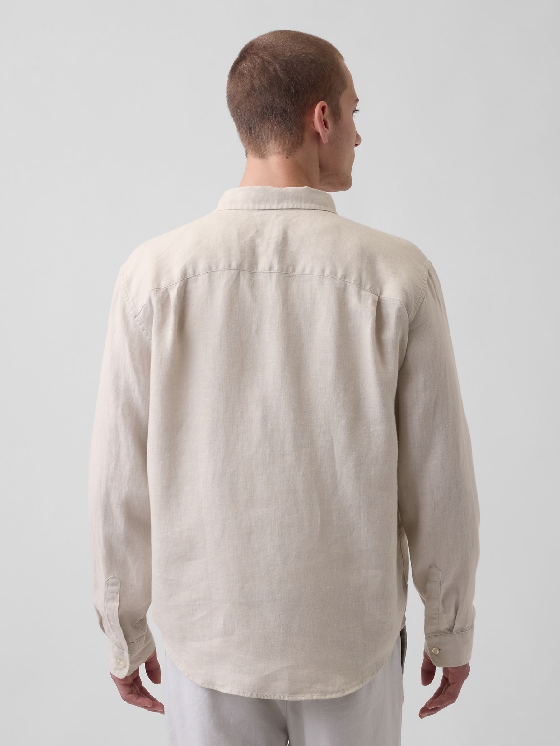 Beige Linen Relaxed Shirt - Image 2 of 4